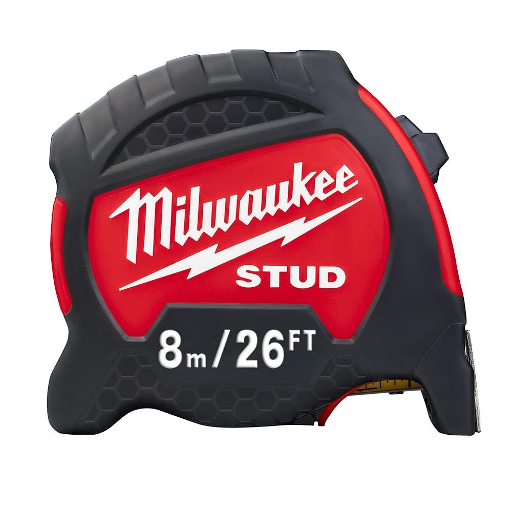 Tape Measure, 26 ft L, 2.4 Inch W, Double-Sided Hook, Steel