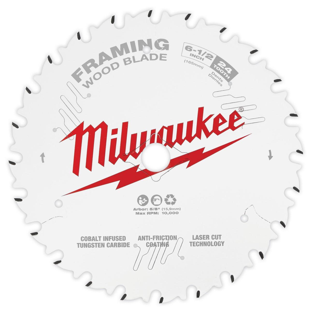 Circular Saw Blade, 6 1/2 Inch Dia, 24 Teeths, 10000 RPM
