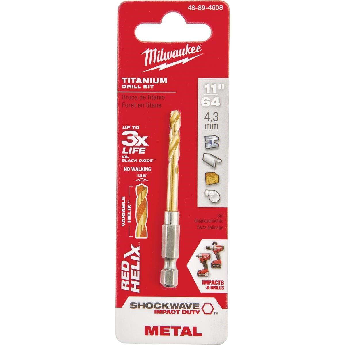 Milwaukee SHOCKWAVE Impact Duty 11/64 In. Titanium Hex Shank Drill Bit