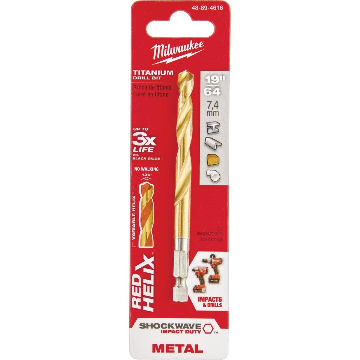 Milwaukee SHOCKWAVE Impact Duty 19/64 In. Titanium Hex Shank Drill Bit