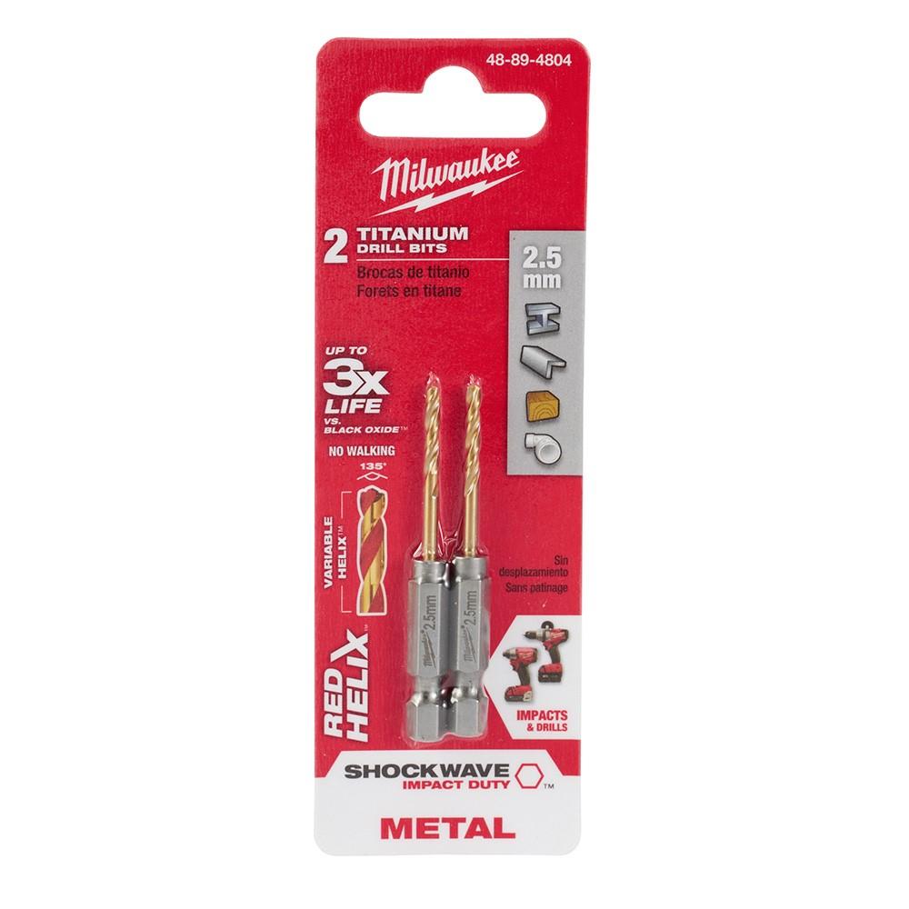 Jobber Drill, 2.5 MM Size, 1/4 Inch L, Titanium, TiAIN