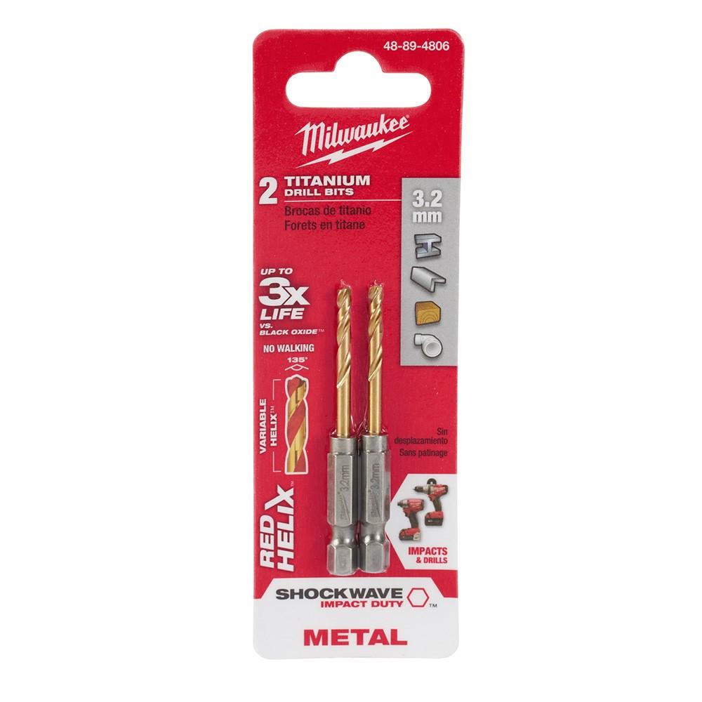 Jobber Drill, 3.2 MM Size, 1/4 Inch L, Titanium, TiAIN