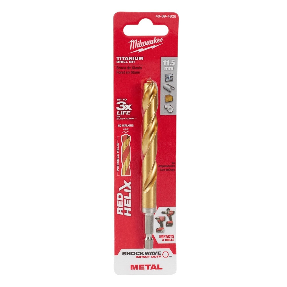 Jobber Drill, 11.5 MM Size, 1/2 Inch L, Titanium, TiAIN