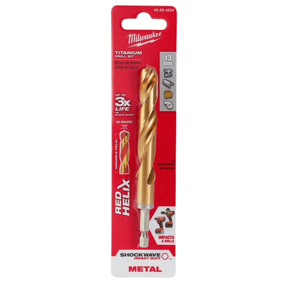 Jobber Drill, 13 MM Size, 1/2 Inch L, Titanium, TiAIN