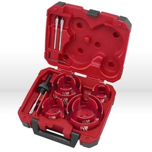 Milwaukee BIG HAWG Hole Saw Kit, Type: Cutter kit, Size: 10 pc; Six hole cutters 2-1/8", 2-1/4", 2-9/16", 3", 3-5/8", 4-1/4", one arbor with pilot bit, two pilot bits, one diamond file, one hex wrench and impact resistant case, **Replaces: 49-56-9290