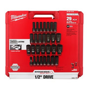 29PCSHOCKWAVE Impact Duty™ 1/2" Drive SAE & Metric Deep 6 Point Socket Set