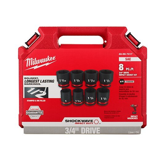 8PC SHOCKWAVE Impact Duty™ 3/4" Drive SAE Deep 6 Point Socket Set