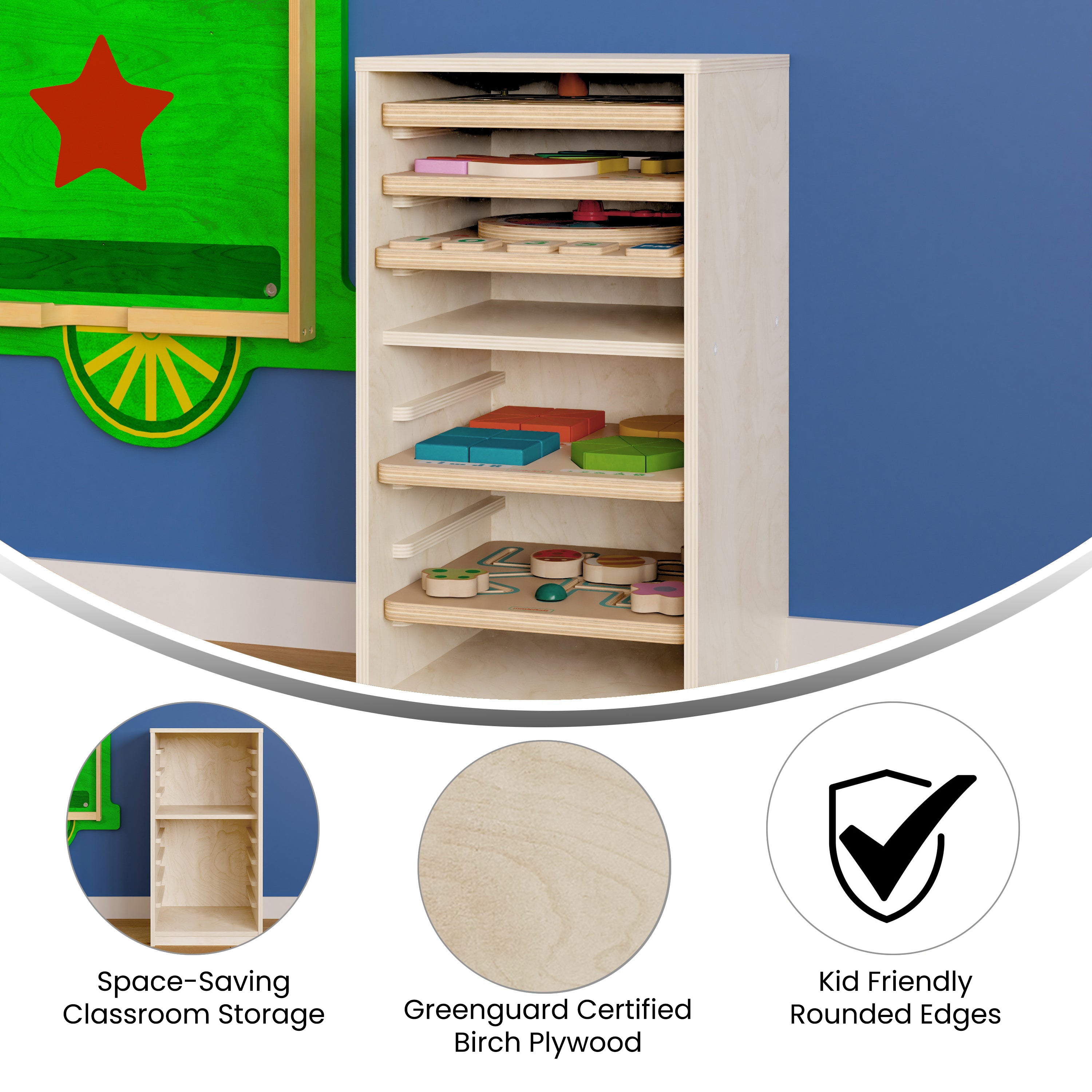 Bright Beginnings Kid Friendly Commercial Deluxe Natural Birch Plywood Puzzle Holder