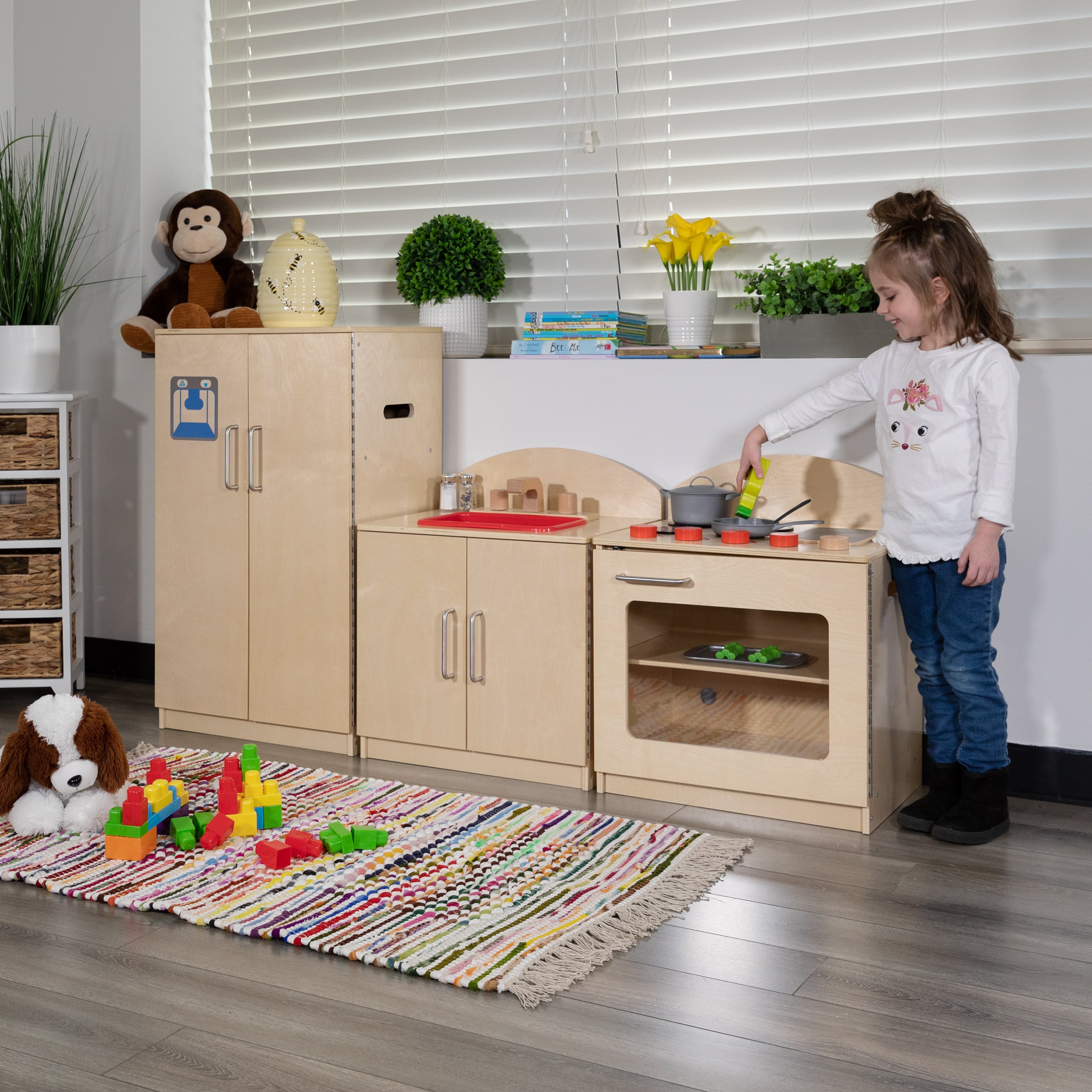 Hercules Children's Wooden Kitchen Set - Stove, Sink and Refrigerator for Commercial or Home Use - Safe, Kid Friendly Design