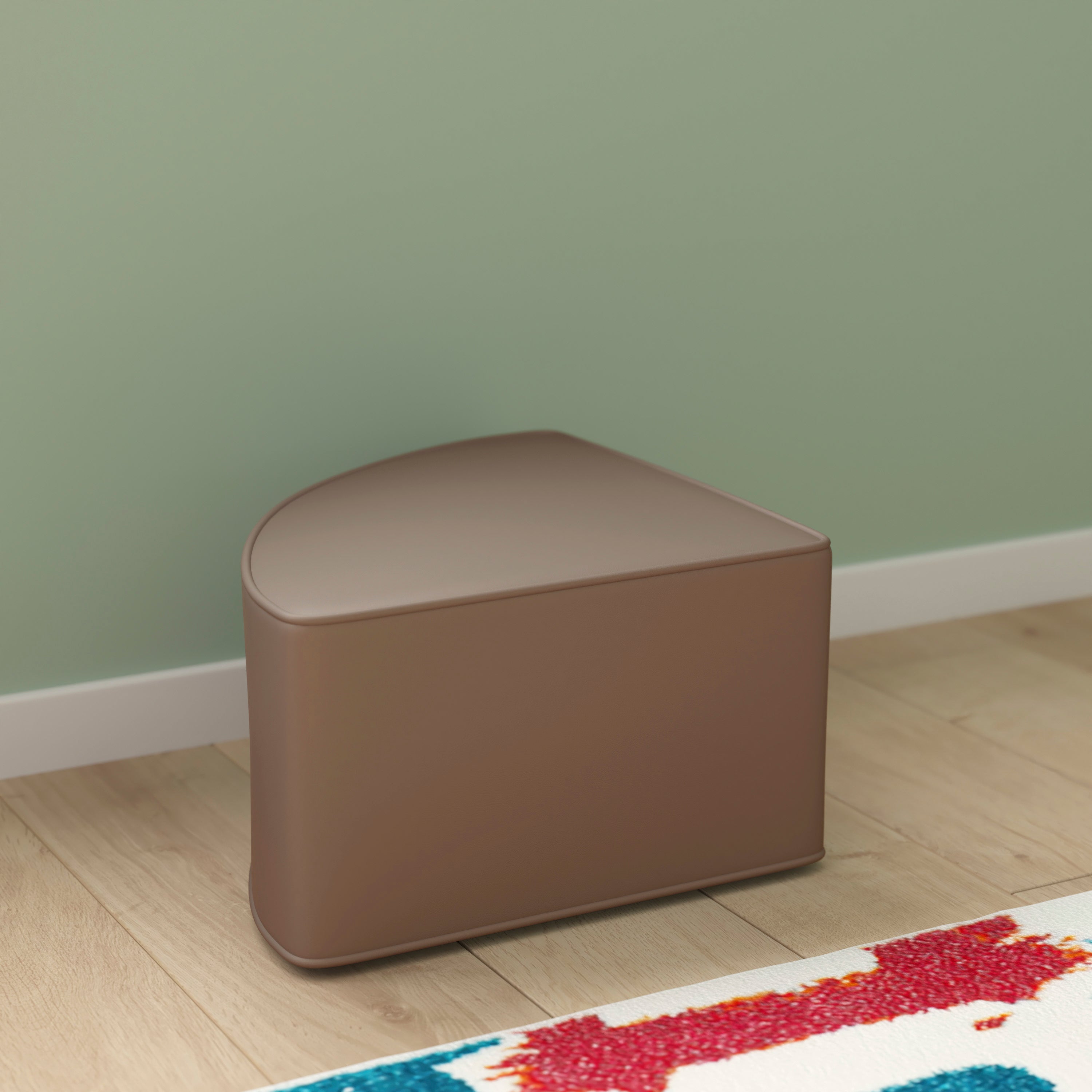 Bright Beginnings Commercial Grade Modular Classroom Soft Seating, Backless Corner Chair, Neutral Vinyl