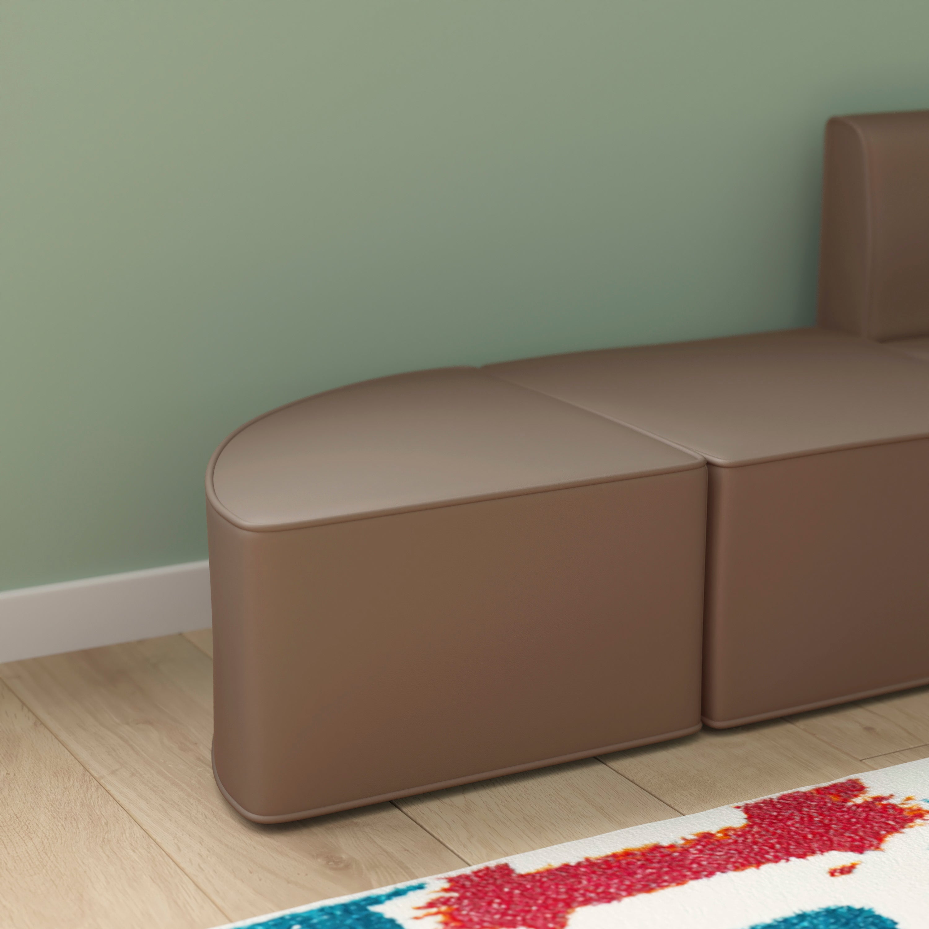 Bright Beginnings Commercial Grade Modular Classroom Soft Seating, Backless Corner Chair, Neutral Vinyl