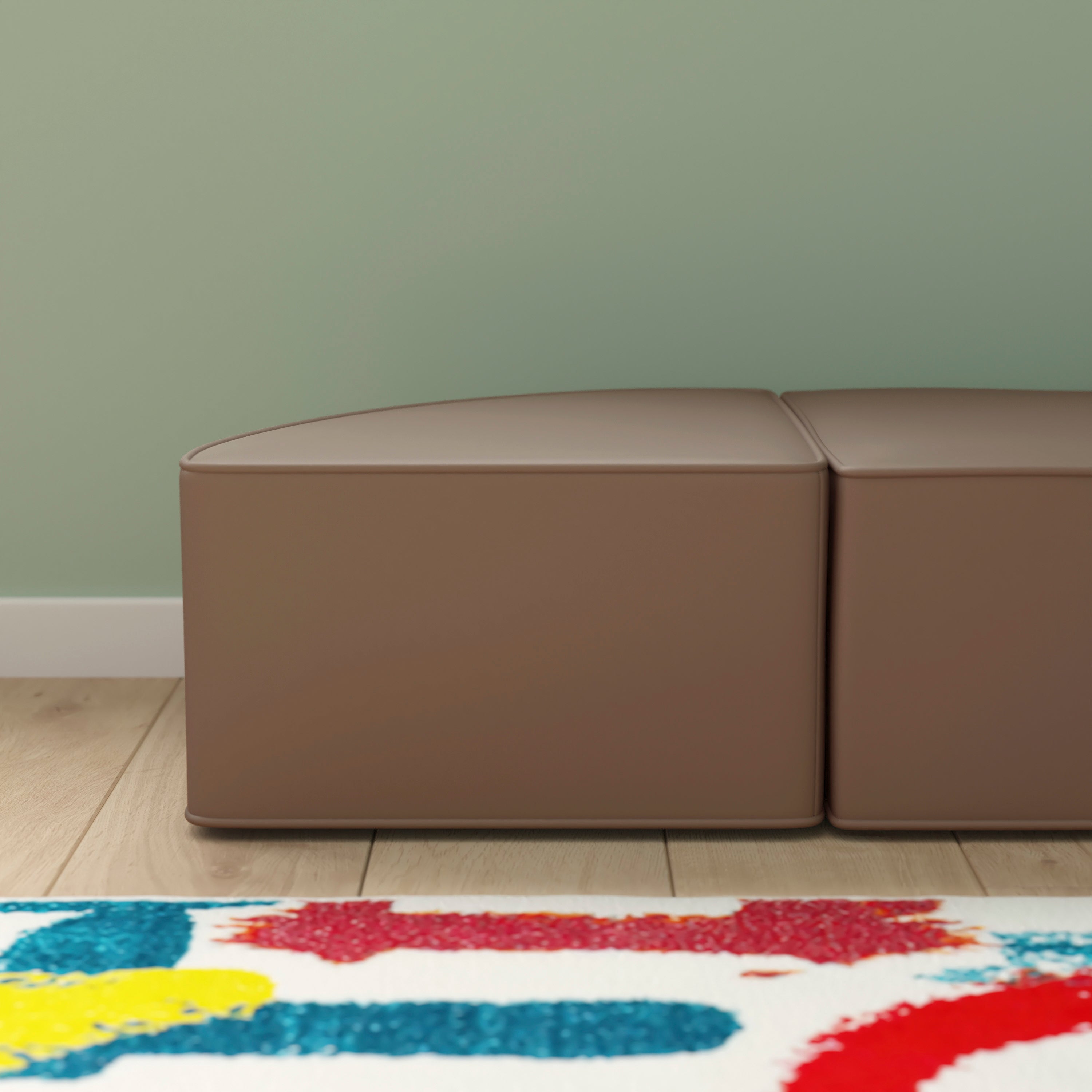 Bright Beginnings Commercial Grade Modular Classroom Soft Seating, Backless Corner Chair, Neutral Vinyl