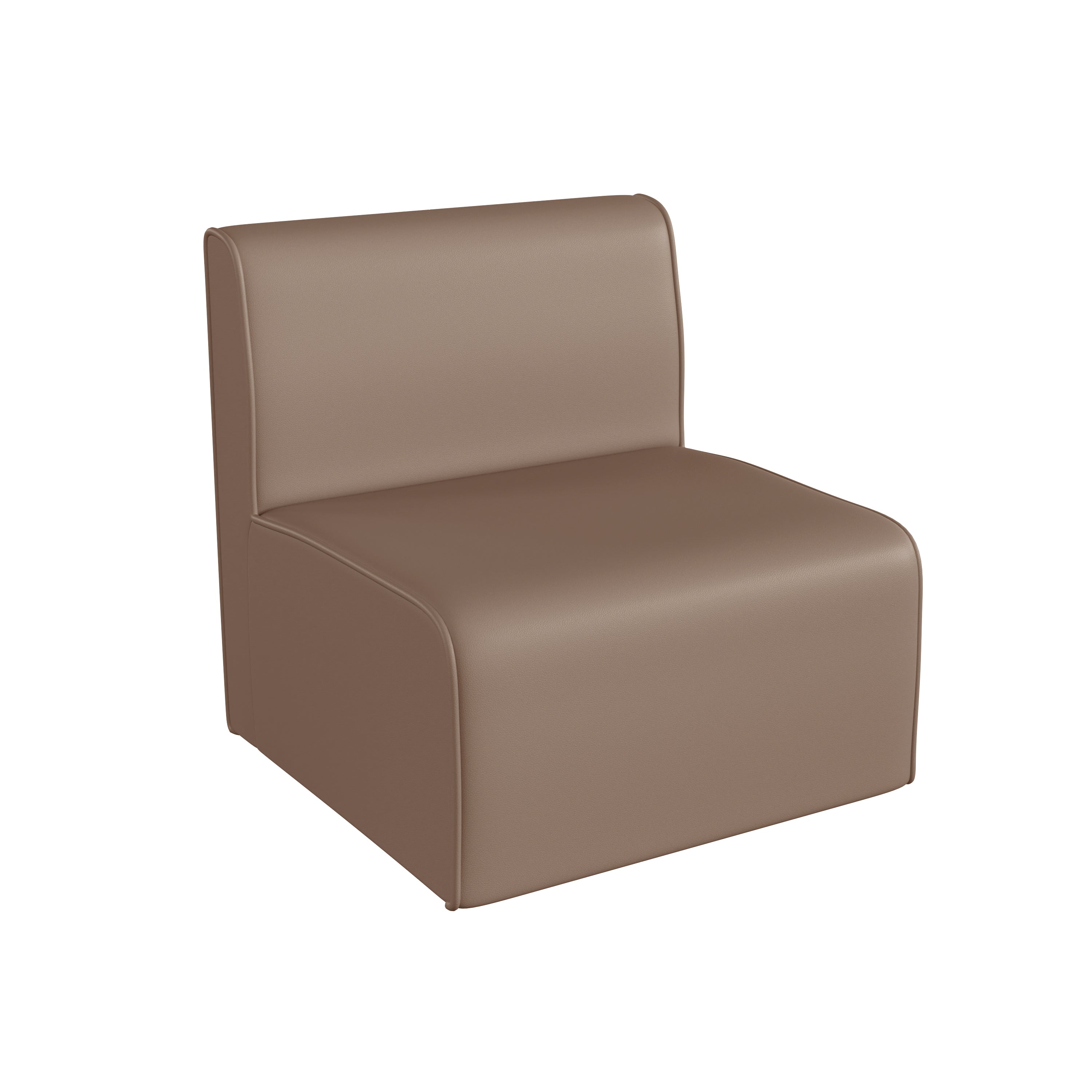 Bright Beginnings Commercial Grade Modular Classroom Soft Seating, Armless 1-Seater Sofa, Neutral Vinyl