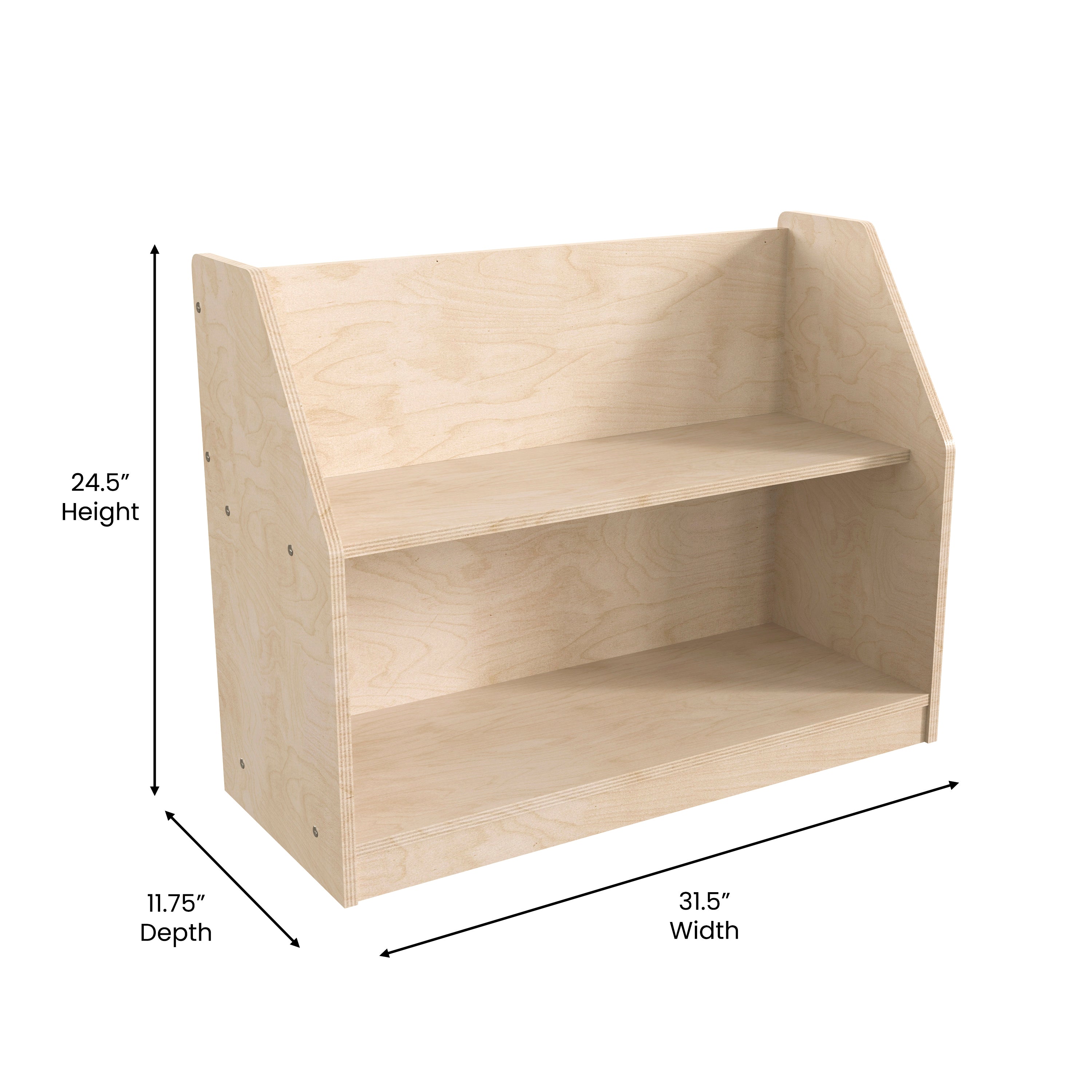 Bright Beginnings Commercial Grade Modular 2 Shelf Wooden Classroom Display Shelf, Natural