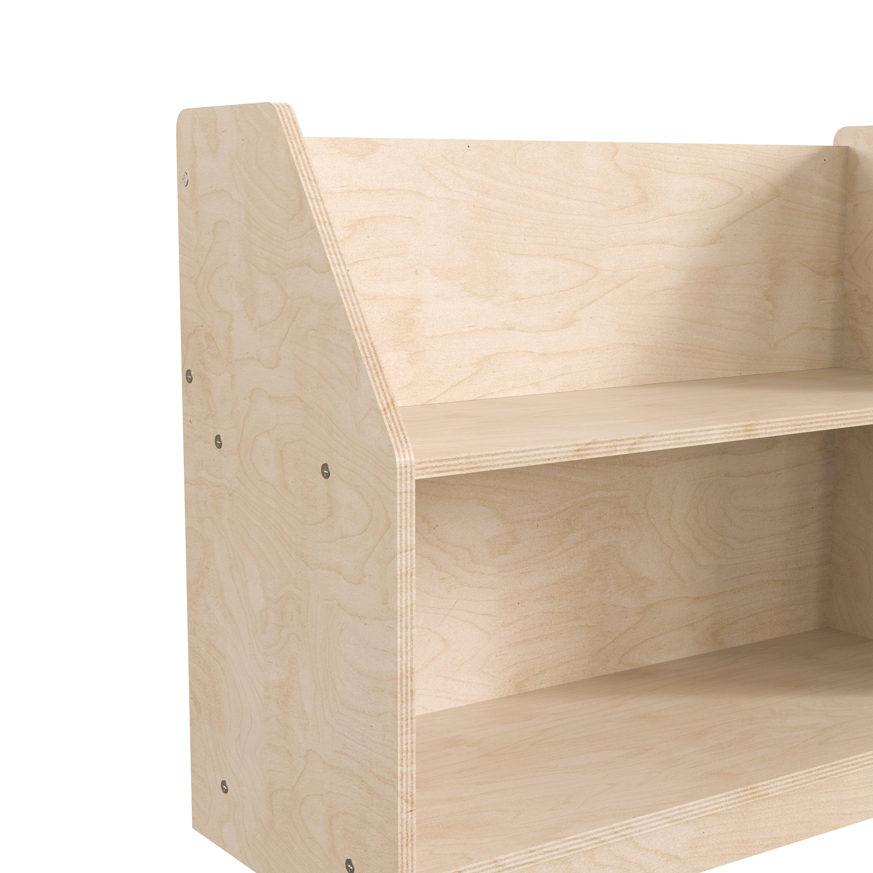 Bright Beginnings Commercial Grade Modular 2 Shelf Wooden Classroom Display Shelf, Natural