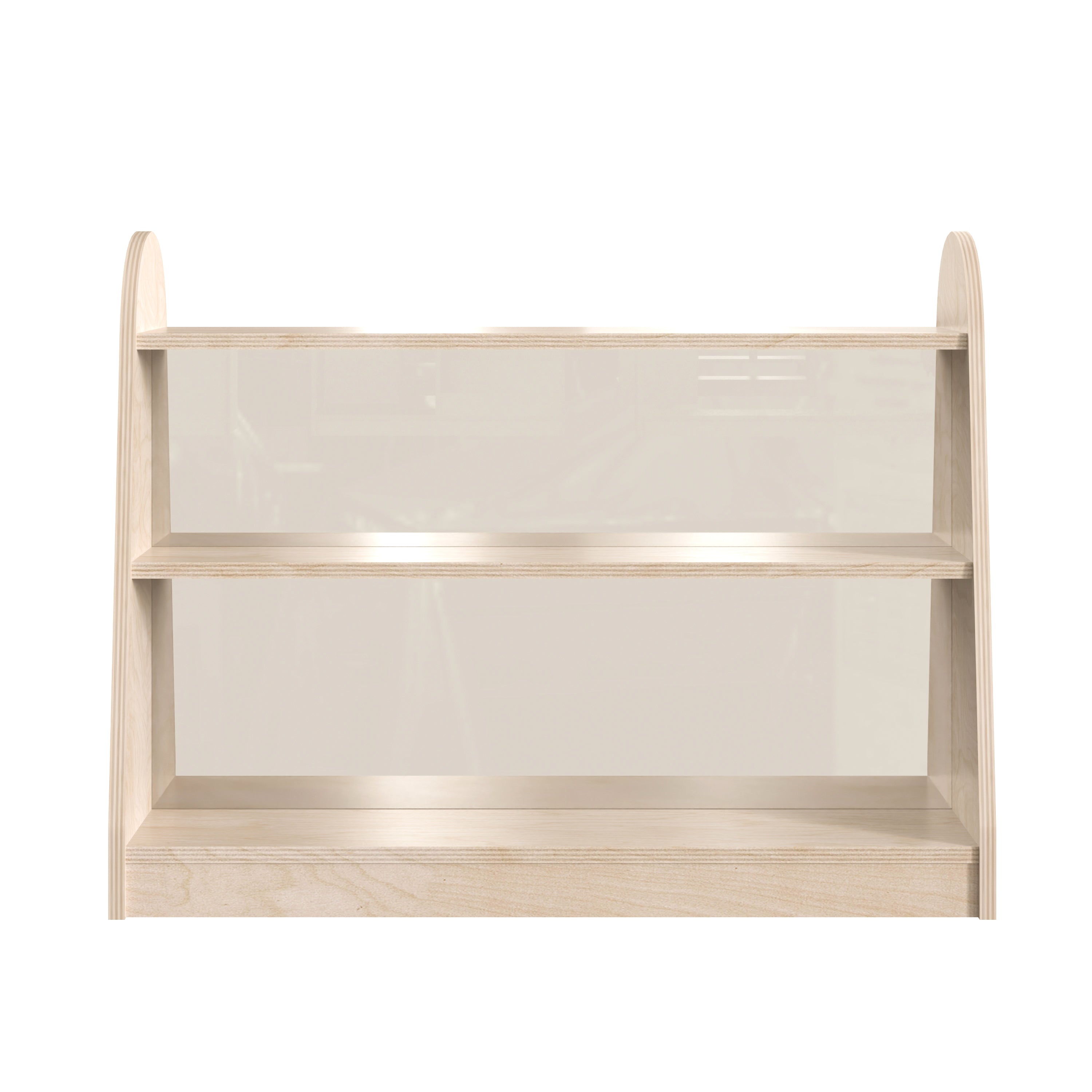 Bright Beginnings Commercial Grade 3 Shelf Double Sided Wooden Classroom Storage Unit with Clear Plastic Divider, Safe, Kid Friendly Design, Natural