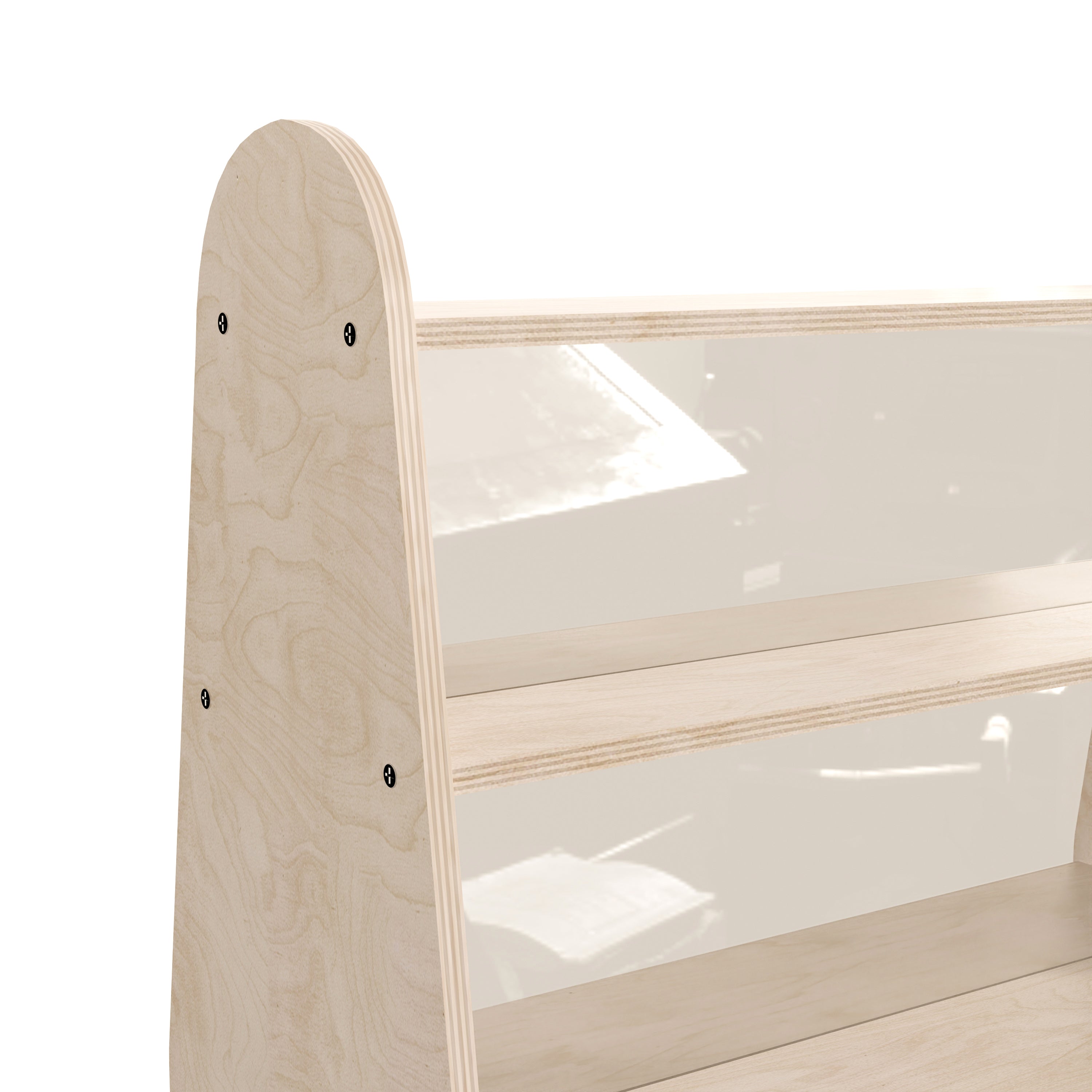 Bright Beginnings Commercial Grade 3 Shelf Double Sided Wooden Classroom Storage Unit with Clear Plastic Divider, Safe, Kid Friendly Design, Natural