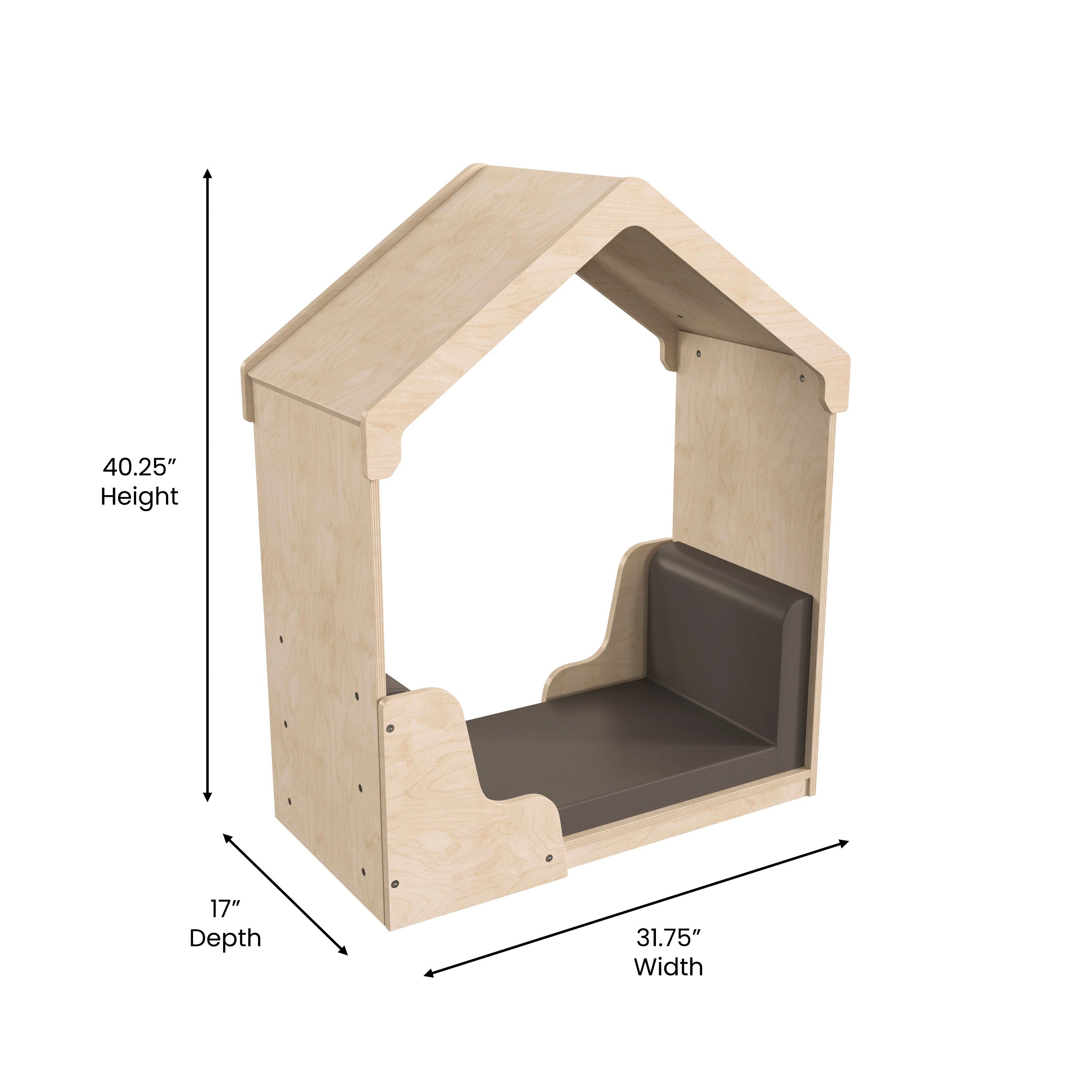 Bright Beginnings Commercial Grade Green Guard Certified Wooden Quiet Corner Reading Nook with Padded Soft Seating