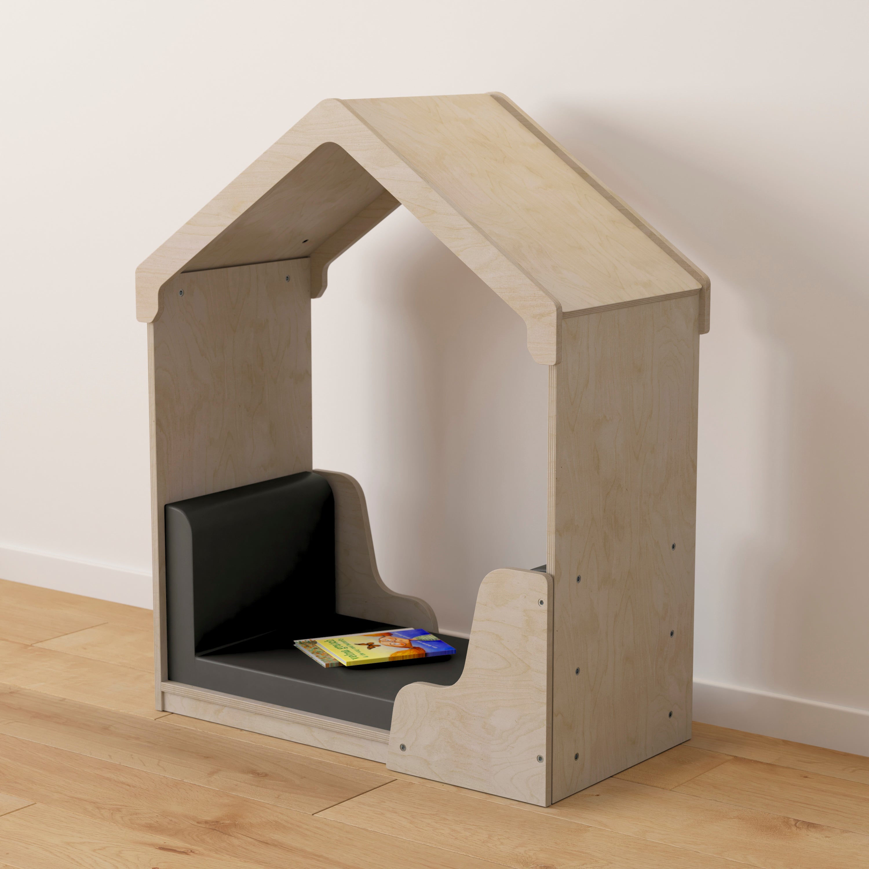 Bright Beginnings Commercial Grade Green Guard Certified Wooden Quiet Corner Reading Nook with Padded Soft Seating
