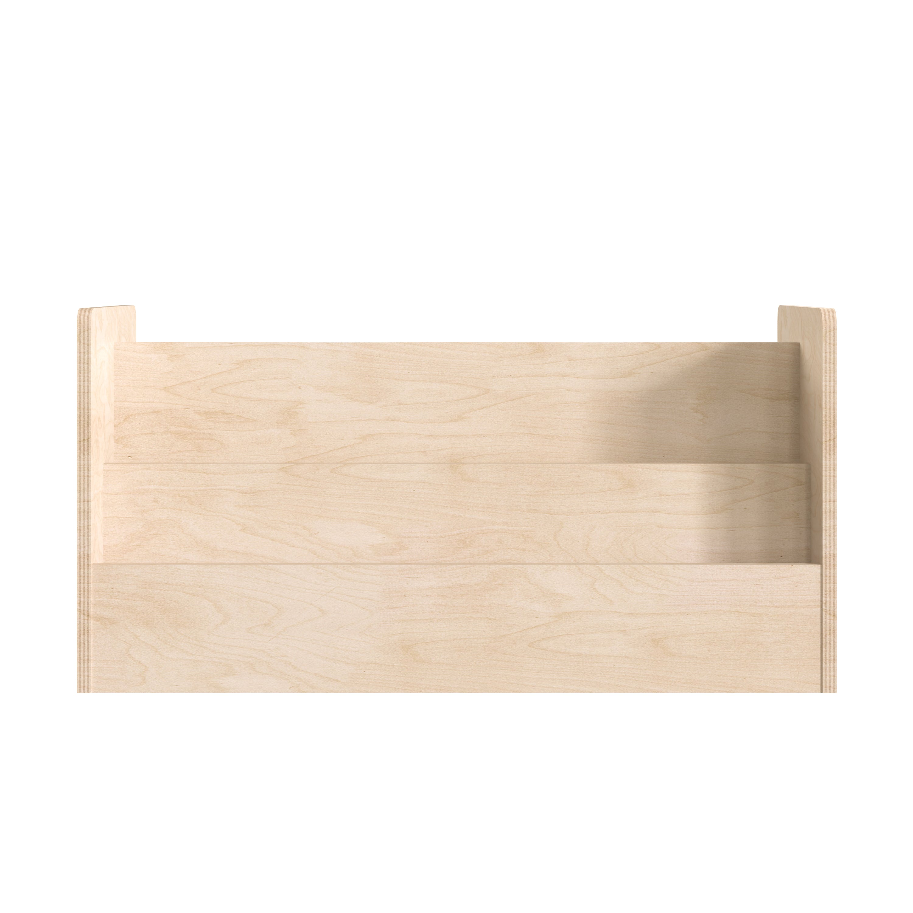Bright Beginnings Commercial Grade Modular Double Sided 2 Tier Wooden Classroom Book Display Shelf, Natural