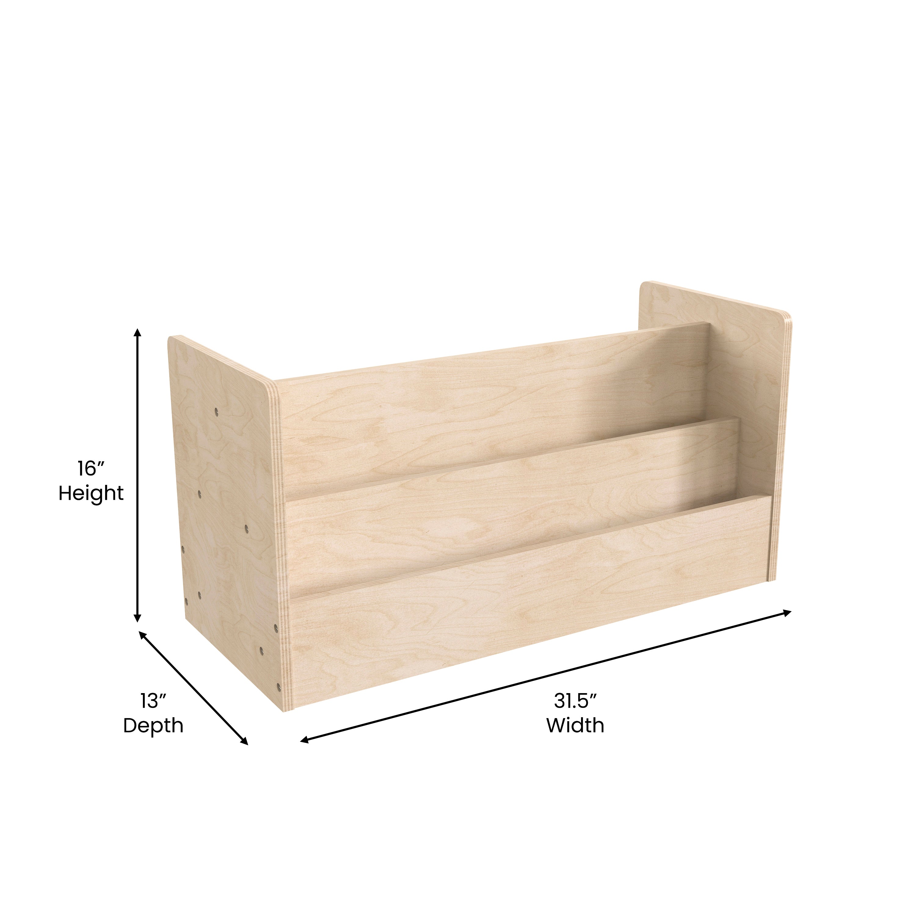 Bright Beginnings Commercial Grade Modular Double Sided 2 Tier Wooden Classroom Book Display Shelf, Natural