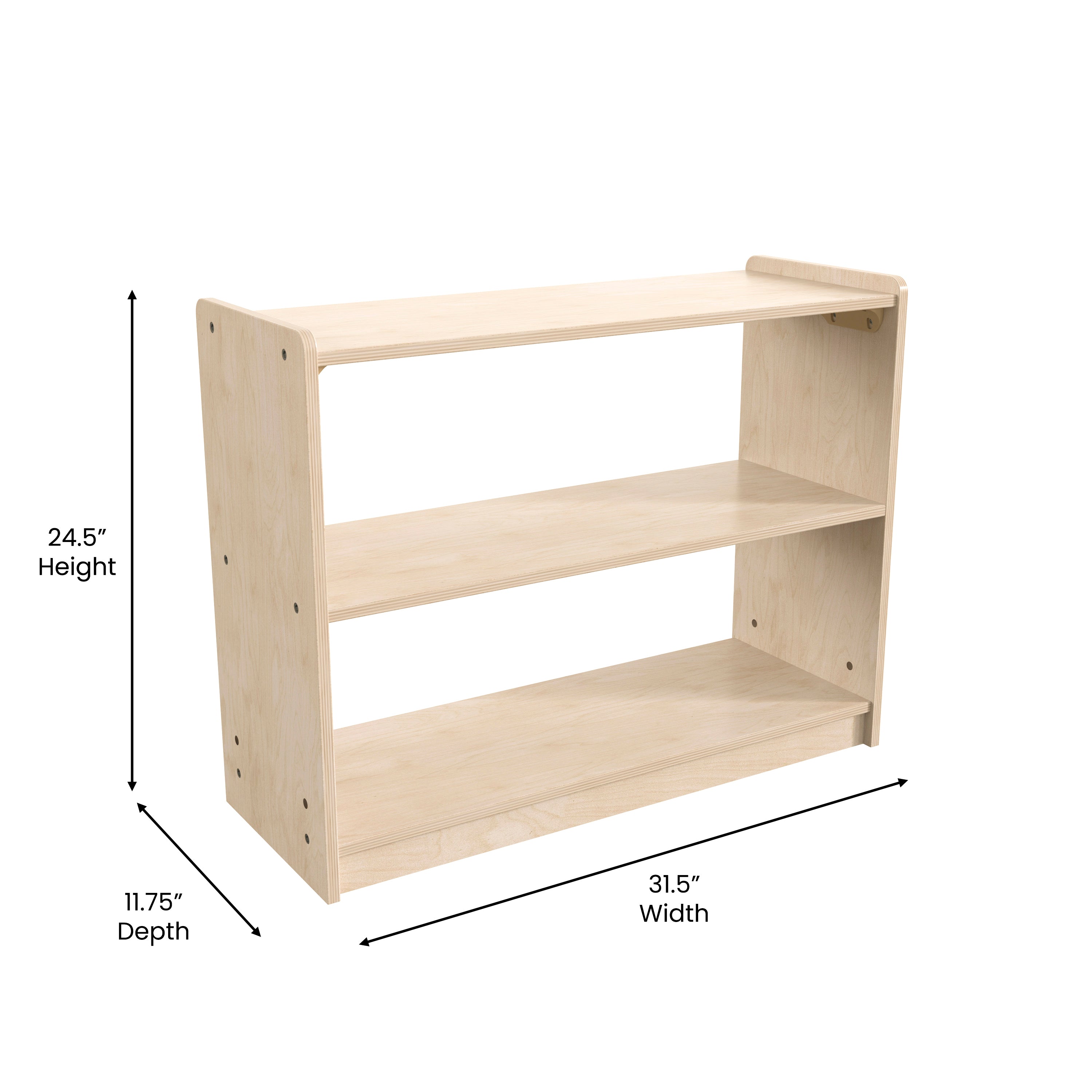 Bright Beginnings Commercial Grade 2 Shelf Wooden Classroom Open Storage Unit, Safe, Kid Friendly Design, Natural
