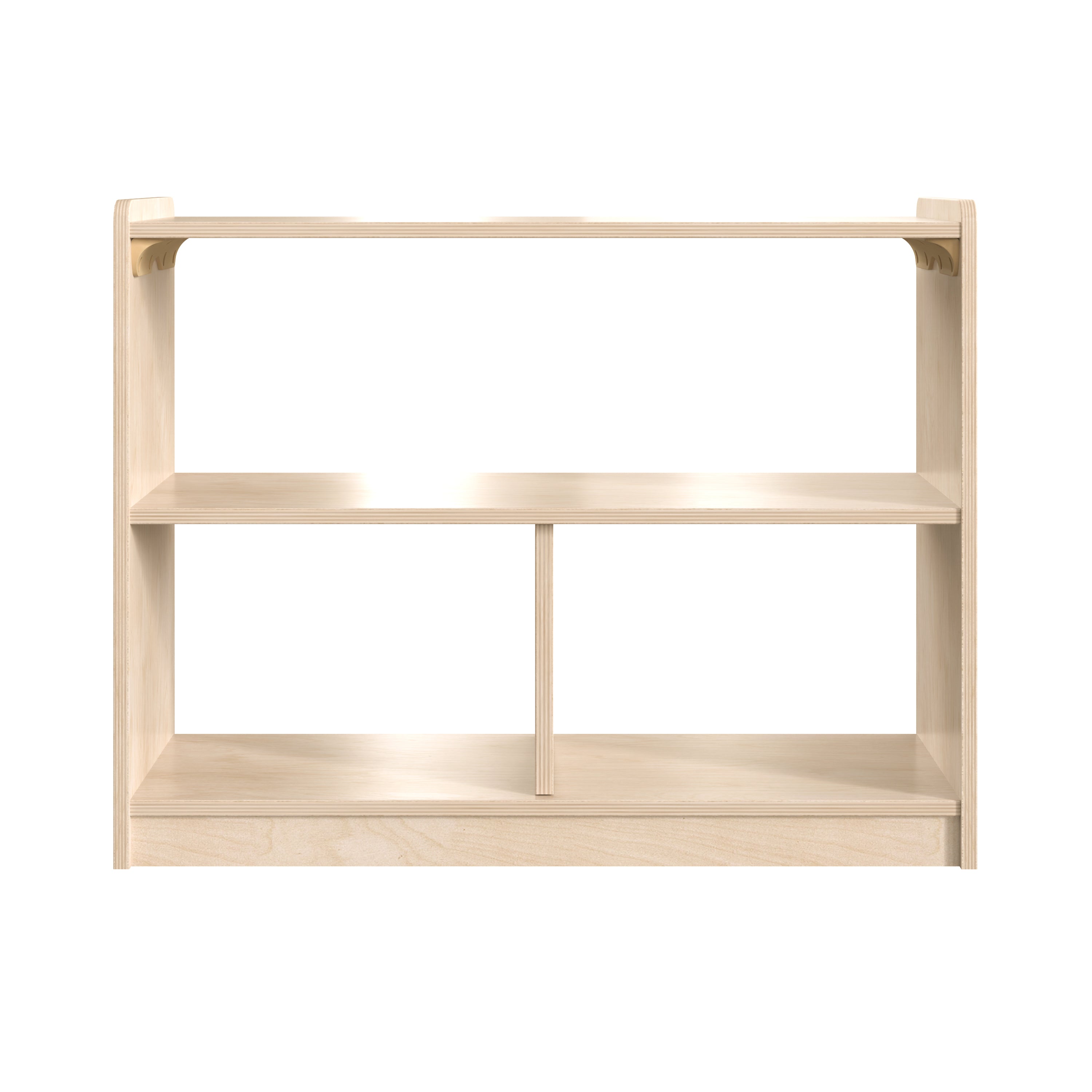 Bright Beginnings Commercial Grade 3 Section Modular Wooden Classroom Open Storage Unit, Safe, Kid Friendly Design, Natural