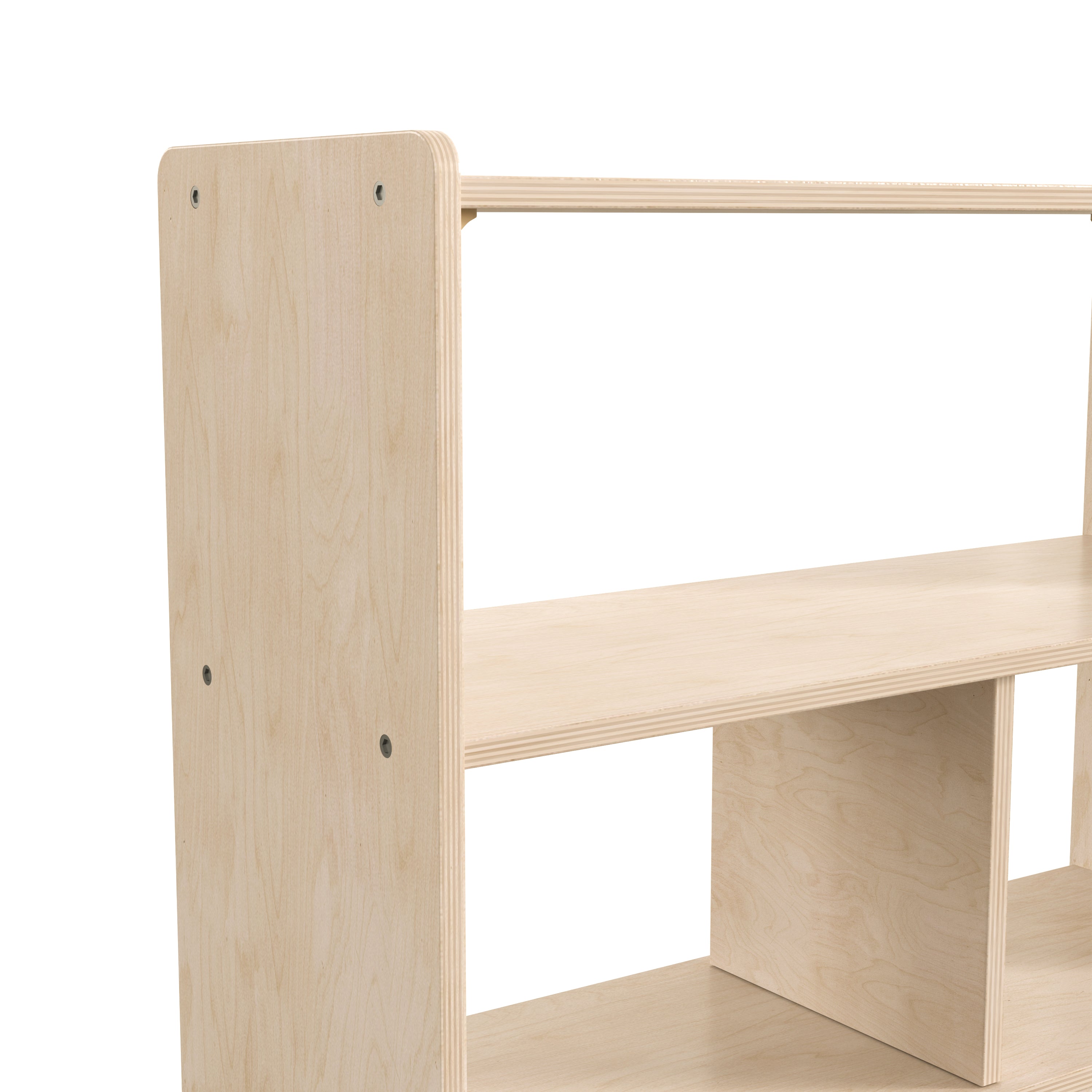 Bright Beginnings Commercial Grade 3 Section Modular Wooden Classroom Open Storage Unit, Safe, Kid Friendly Design, Natural