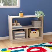 Bright Beginnings Commercial Grade 3 Section Modular Wooden Classroom Open Storage Unit, Safe, Kid Friendly Design, Natural