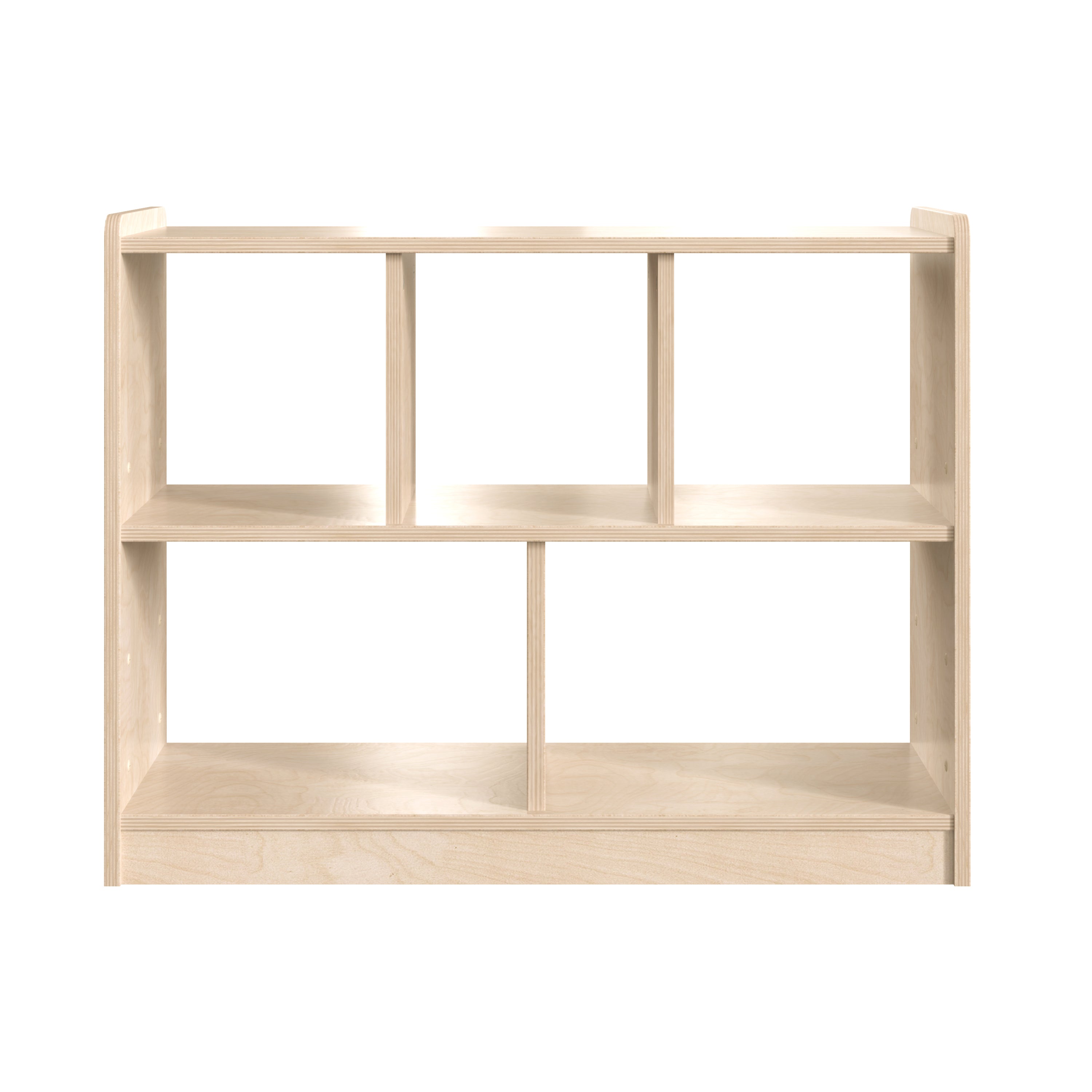 Bright Beginnings Commercial Grade 5 Section Modular Wooden Classroom Open Storage Unit, Safe, Kid Friendly Design, Natural
