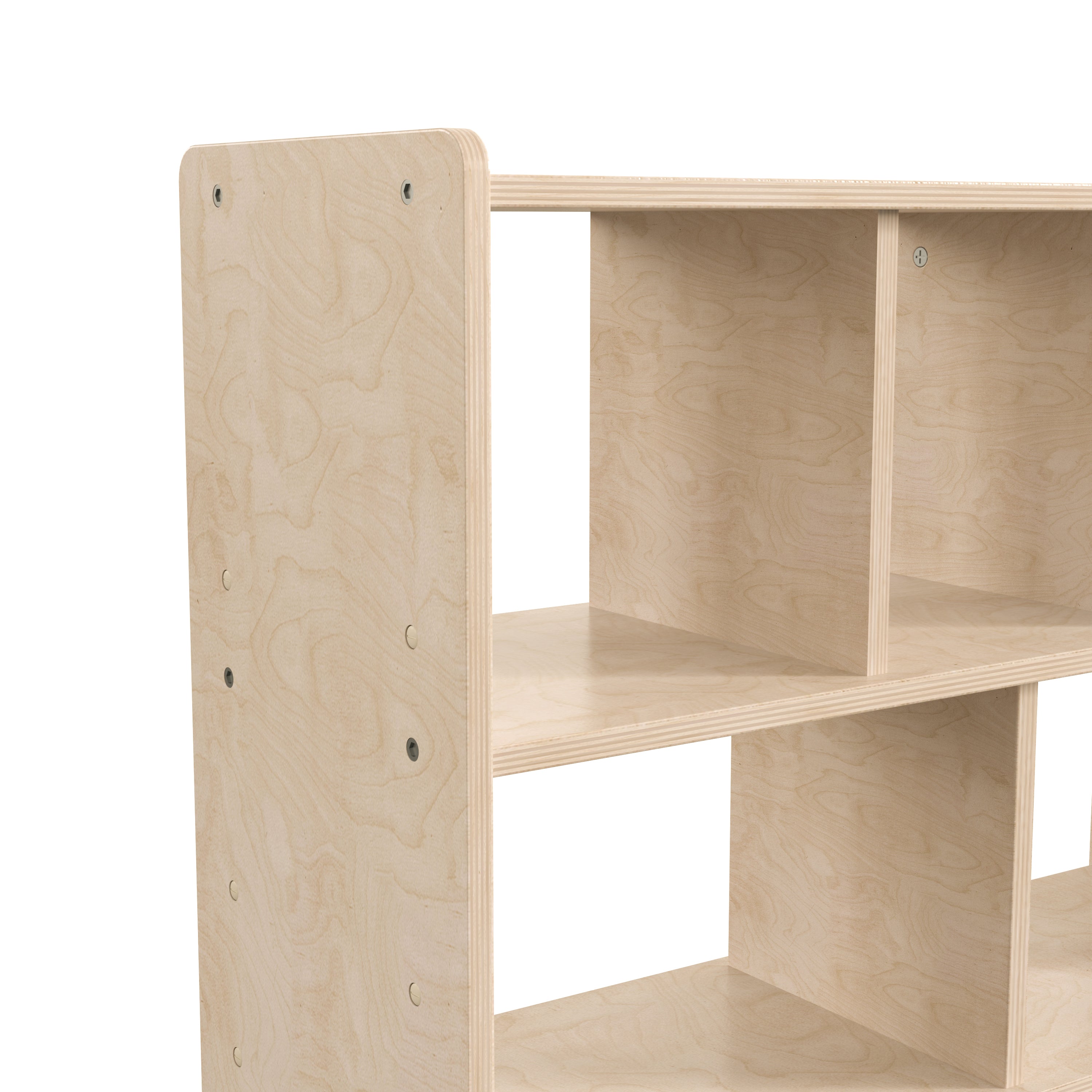 Bright Beginnings Commercial Grade 5 Section Modular Wooden Classroom Open Storage Unit, Safe, Kid Friendly Design, Natural
