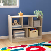 Bright Beginnings Commercial Grade 5 Section Modular Wooden Classroom Open Storage Unit, Safe, Kid Friendly Design, Natural