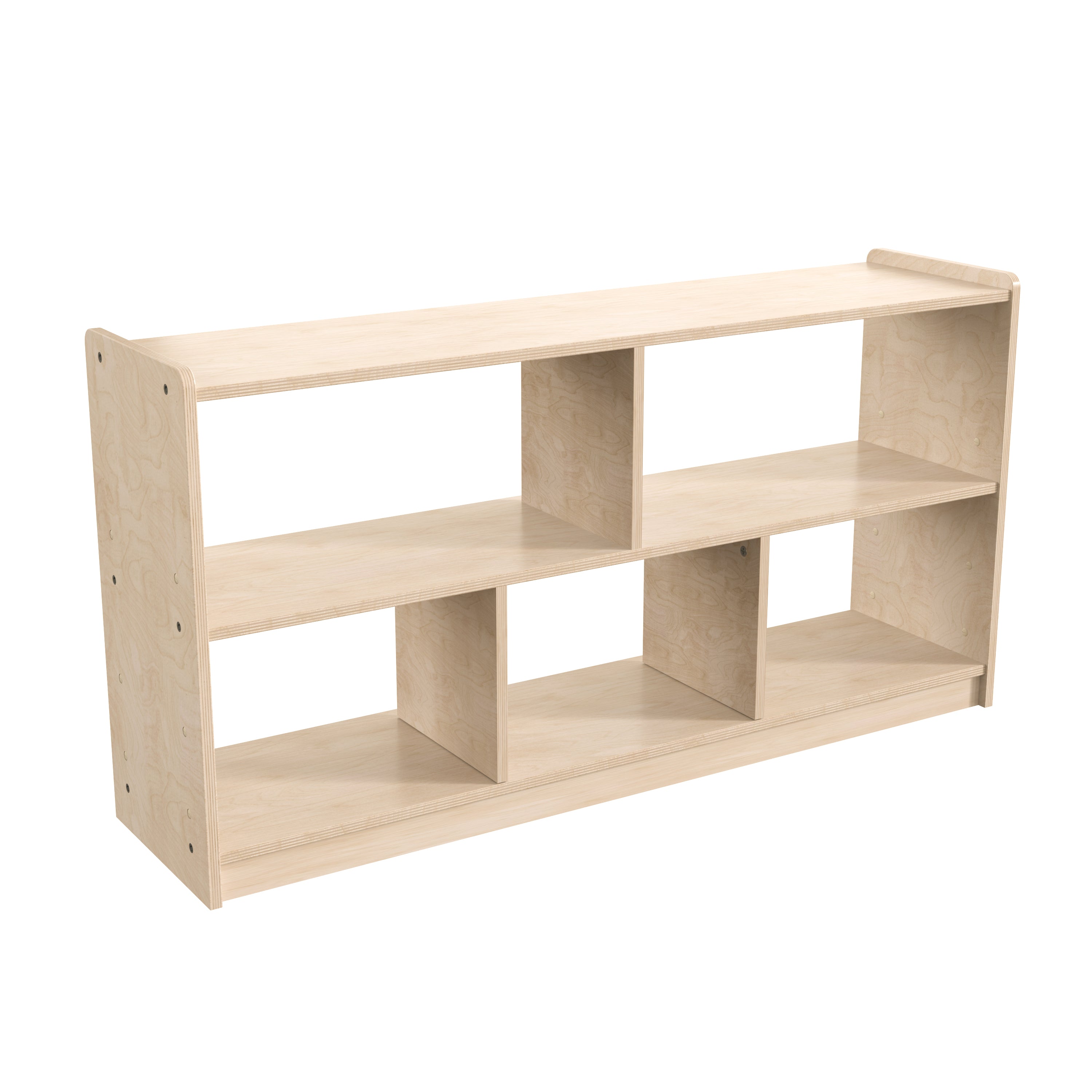 Bright Beginnings Commercial Grade Extra Wide 5 Section Modular Wooden Classroom Open Storage Unit, Safe, Kid Friendly Design, Natural