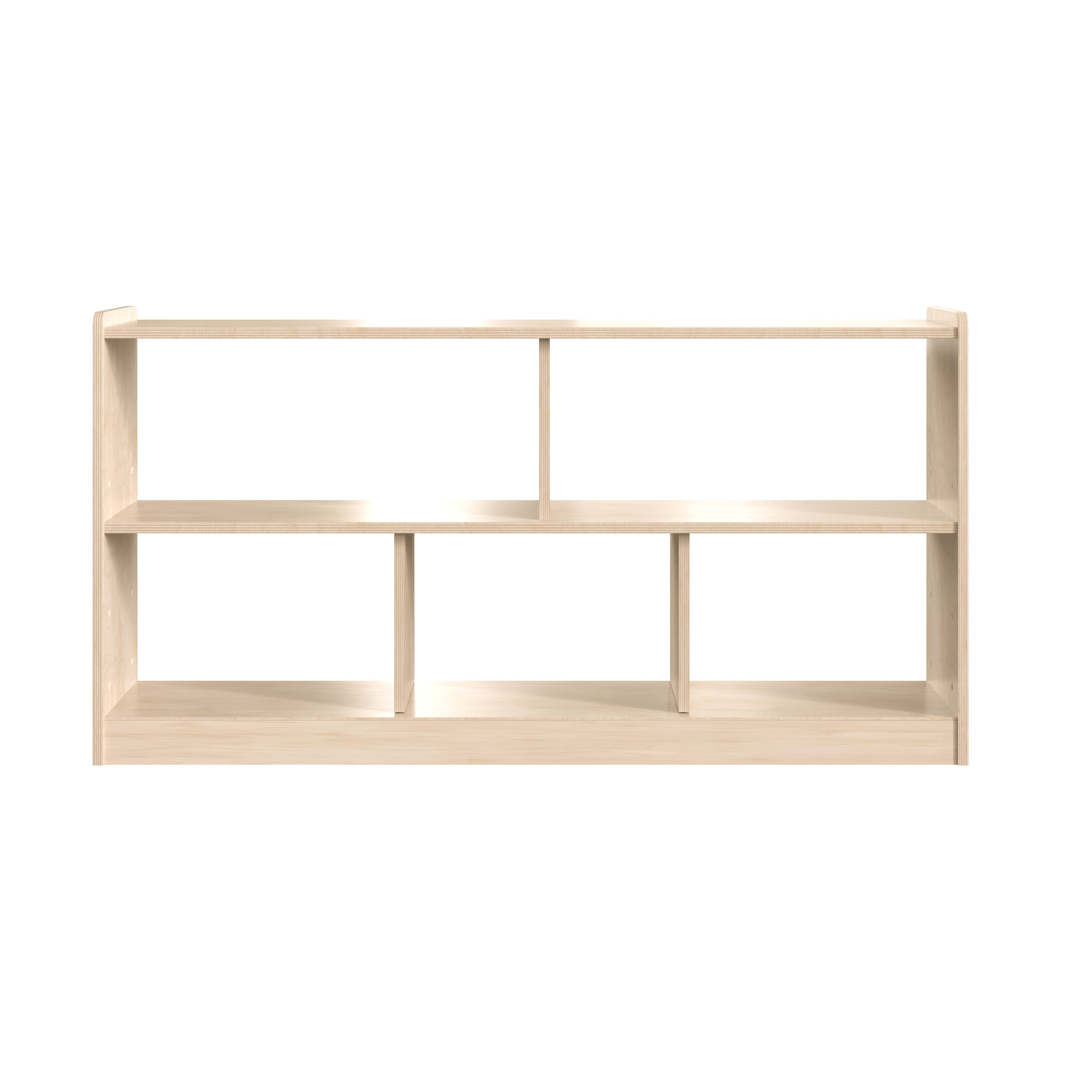 Bright Beginnings Commercial Grade Extra Wide 5 Section Modular Wooden Classroom Open Storage Unit, Safe, Kid Friendly Design, Natural