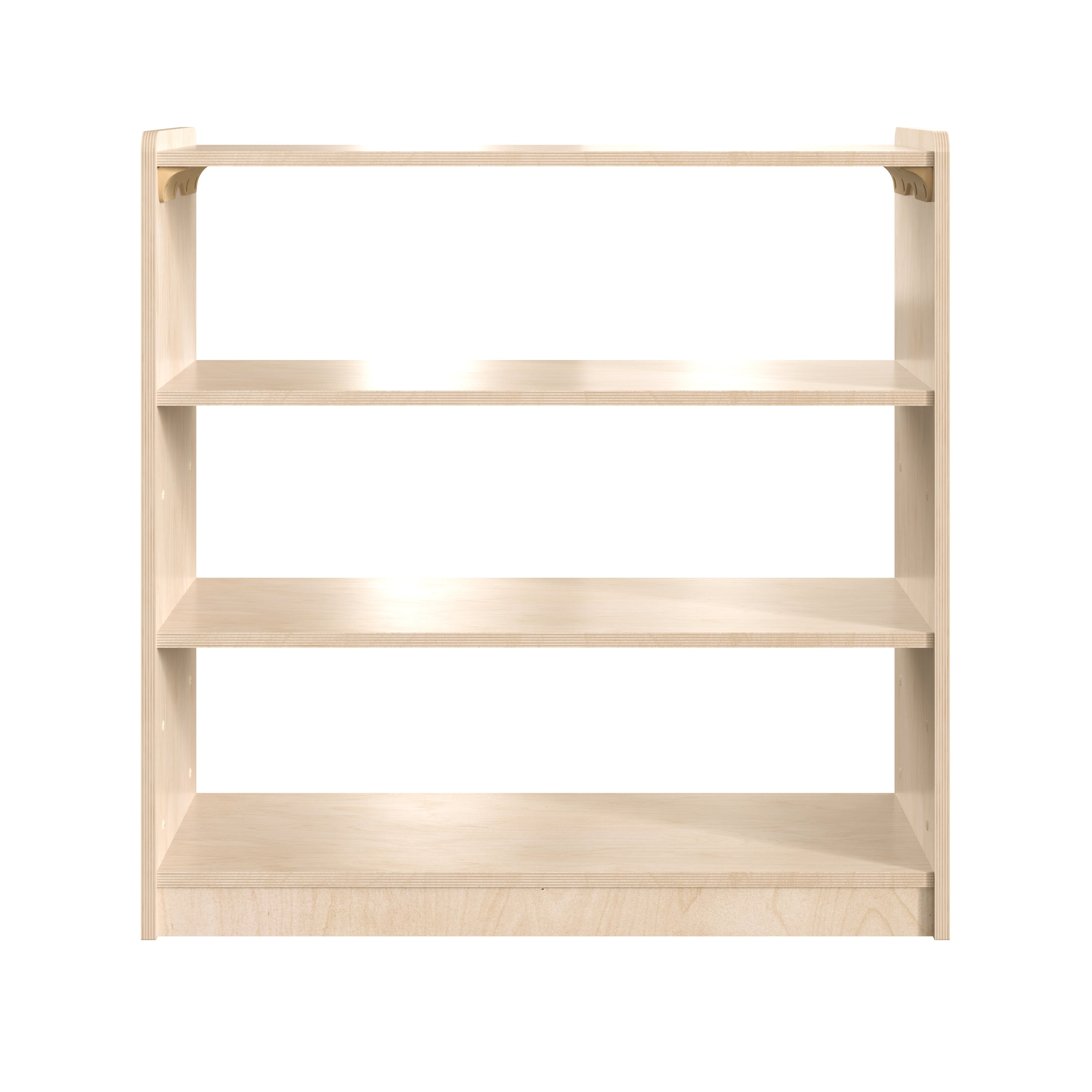 Bright Beginnings Commercial Grade 3 Shelf Wooden Classroom Open Storage Unit, Safe, Kid Friendly Design, Natural