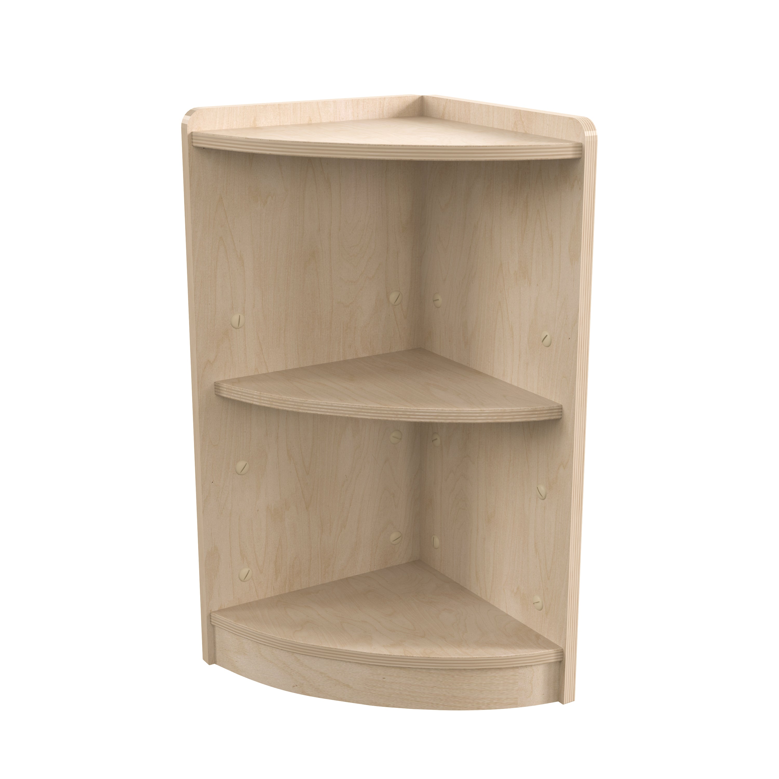 Bright Beginnings Commercial Grade 2 Tier Wooden Classroom Corner Storage Unit with Rounded Front Edges, Safe, Kid Friendly Design, Natural