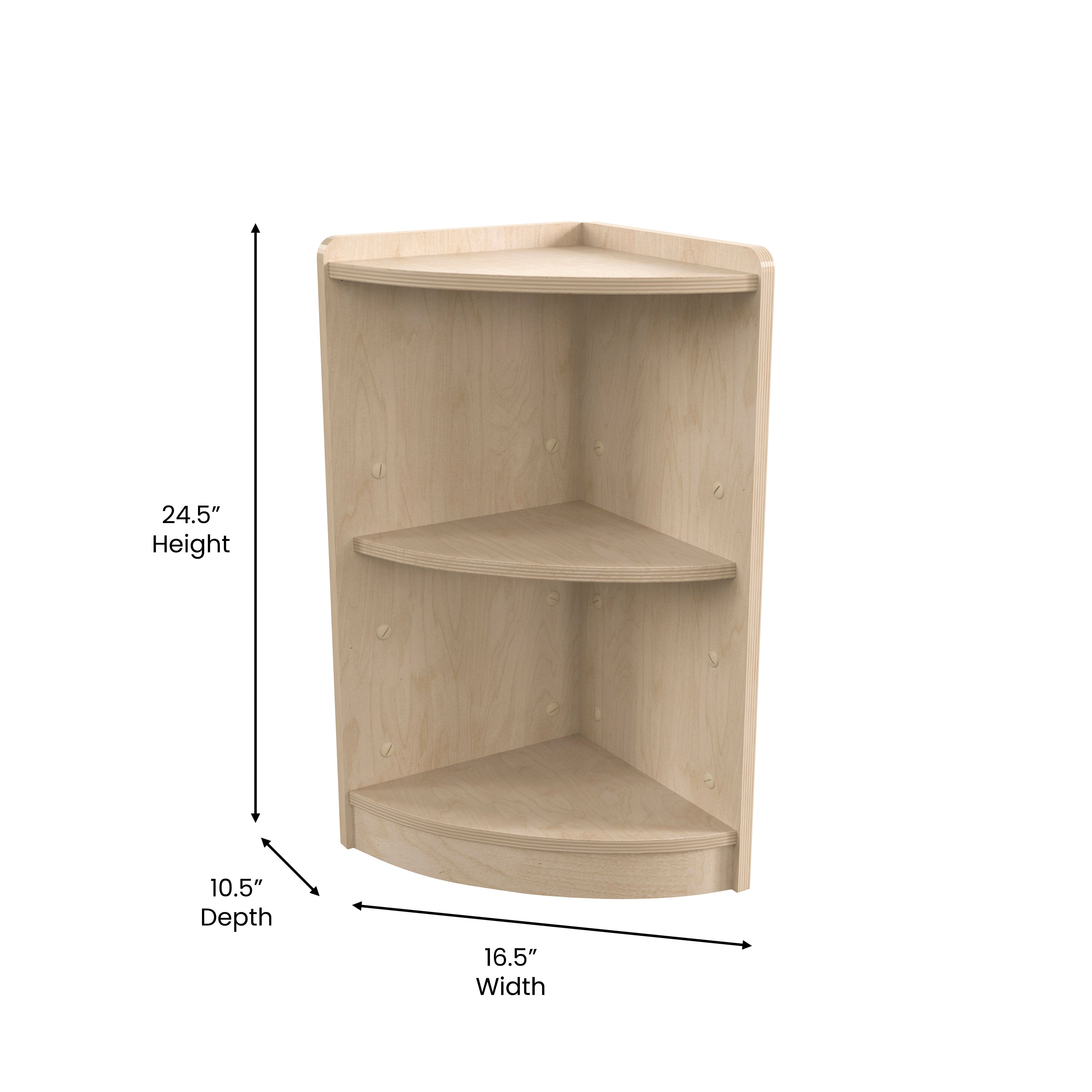 Bright Beginnings Commercial Grade 2 Tier Wooden Classroom Corner Storage Unit with Rounded Front Edges, Safe, Kid Friendly Design, Natural