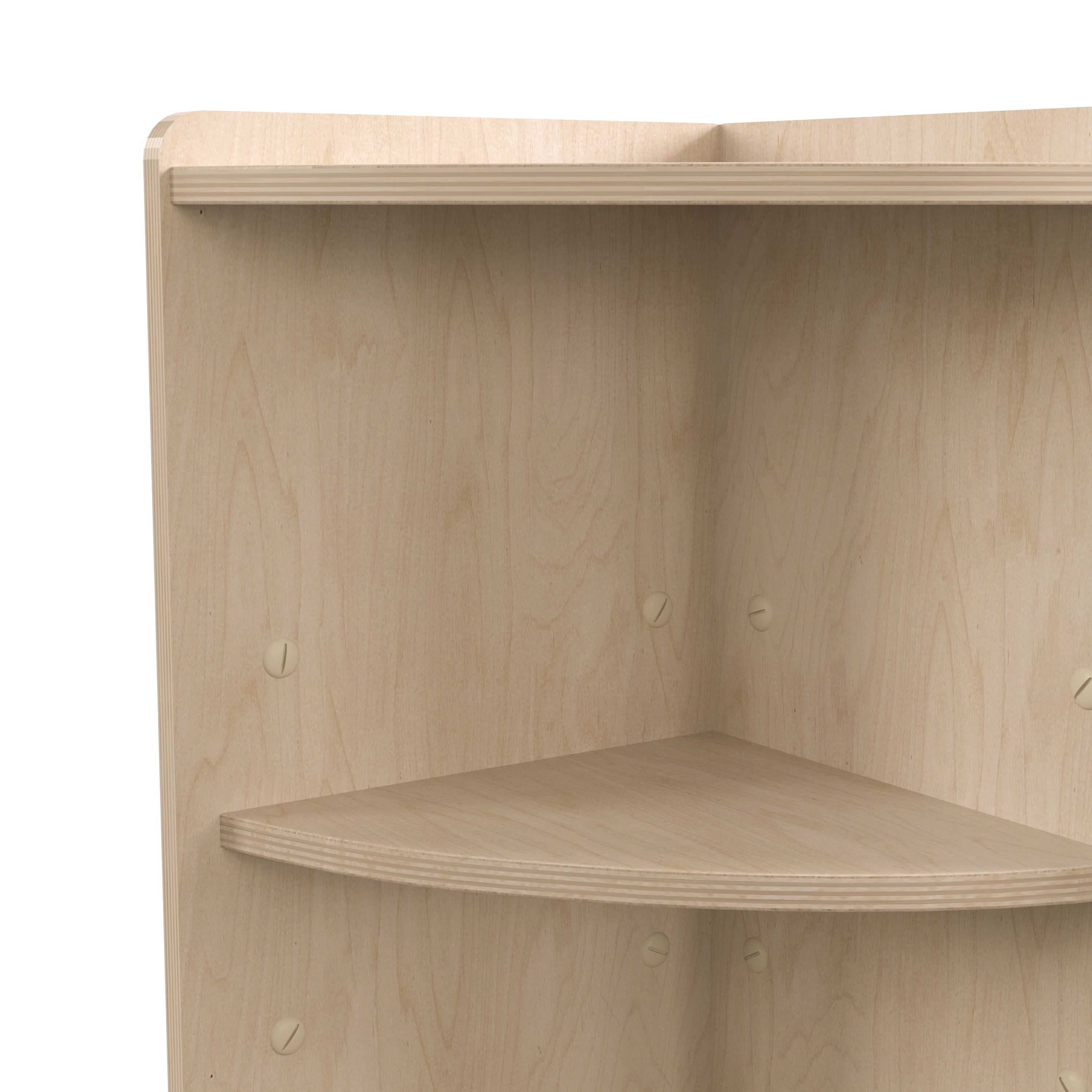 Bright Beginnings Commercial Grade 2 Tier Wooden Classroom Corner Storage Unit with Rounded Front Edges, Safe, Kid Friendly Design, Natural
