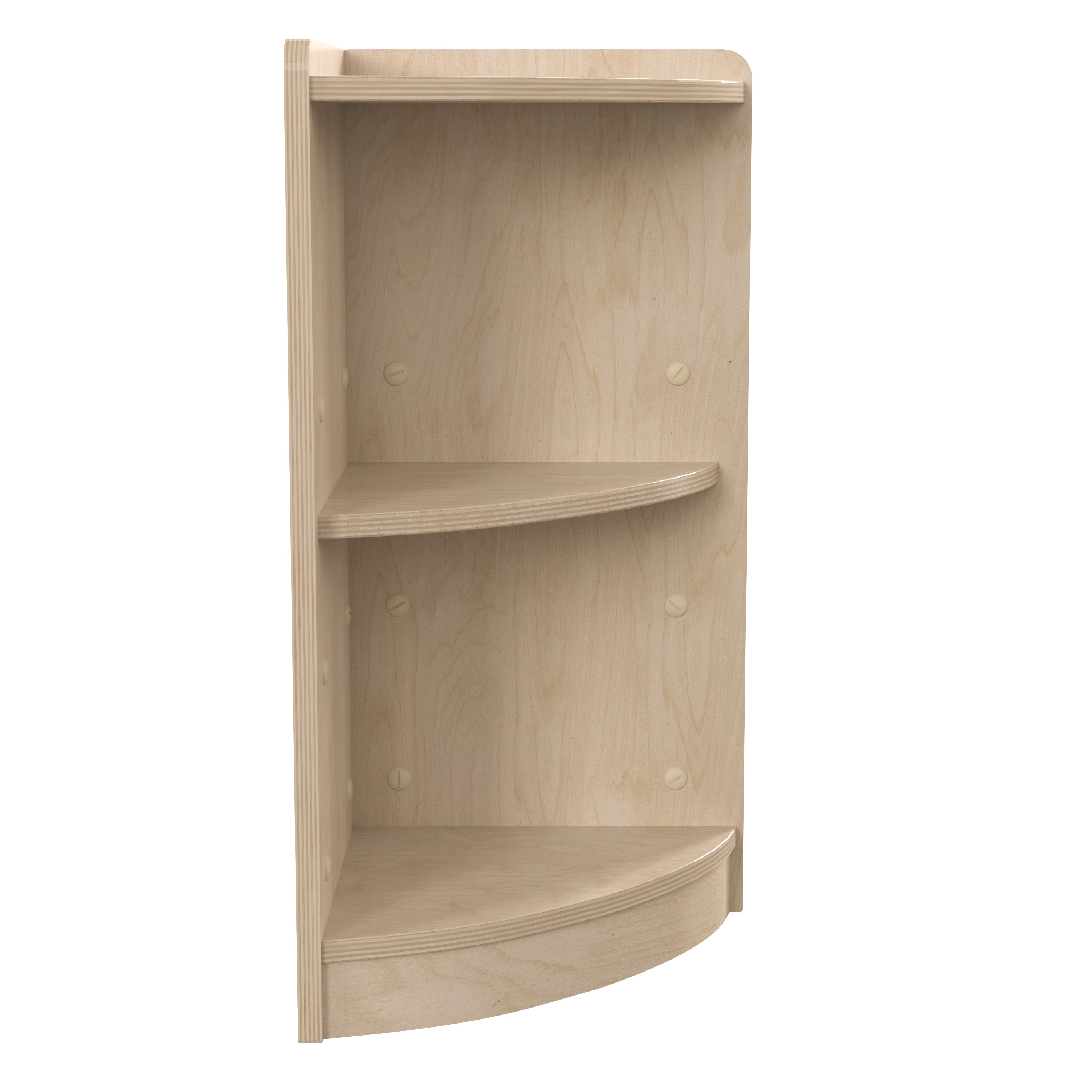 Bright Beginnings Commercial Grade 2 Tier Wooden Classroom Corner Storage Unit with Rounded Front Edges, Safe, Kid Friendly Design, Natural