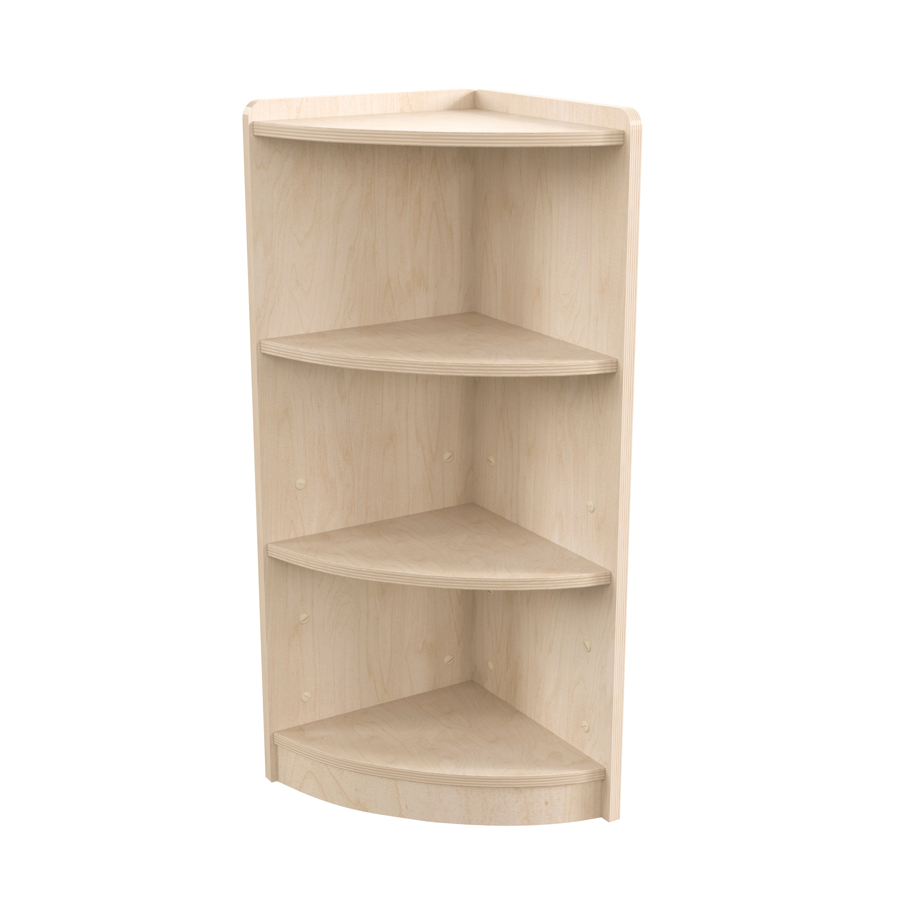 Bright Beginnings Commercial Grade 3 Tier Wooden Classroom Corner Storage Unit with Rounded Front Edges, Safe, Kid Friendly Design, Natural