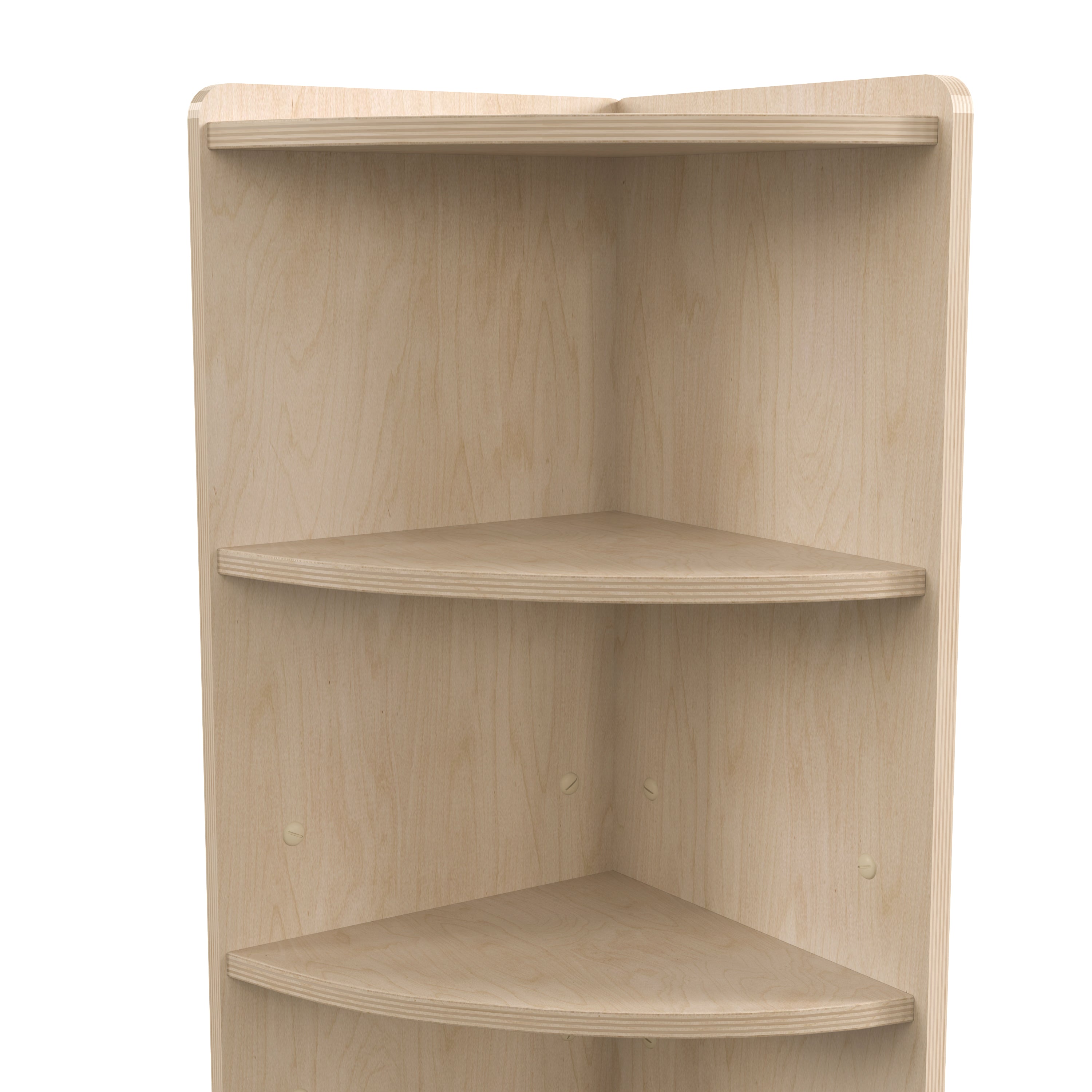 Bright Beginnings Commercial Grade 3 Tier Wooden Classroom Corner Storage Unit with Rounded Front Edges, Safe, Kid Friendly Design, Natural