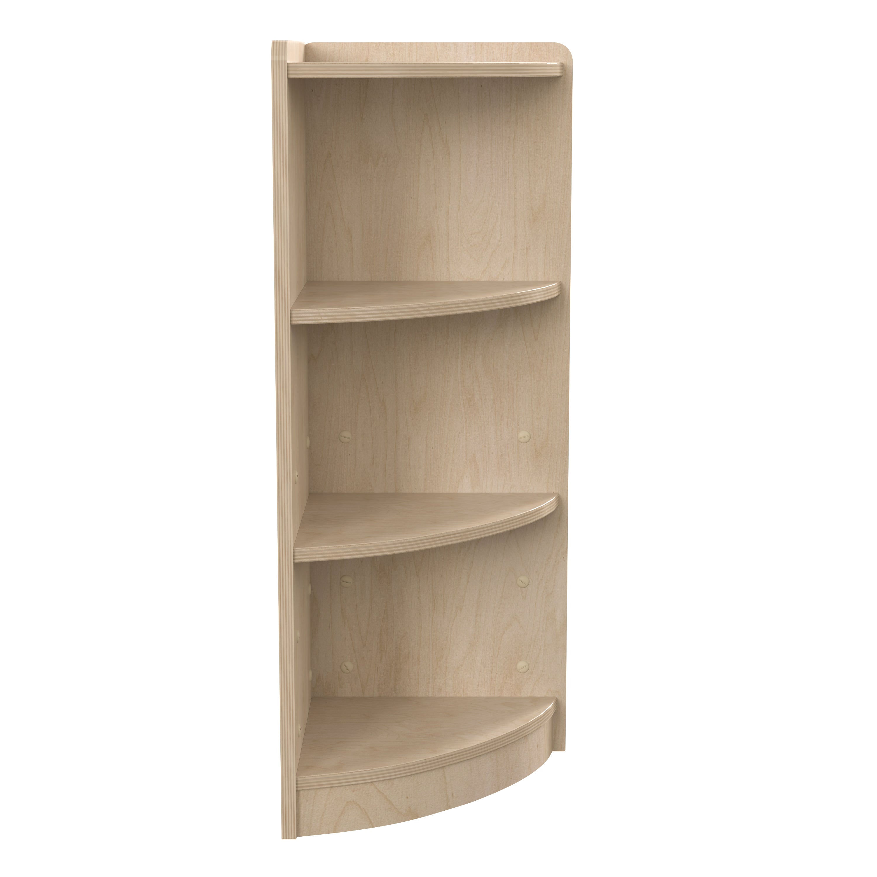Bright Beginnings Commercial Grade 3 Tier Wooden Classroom Corner Storage Unit with Rounded Front Edges, Safe, Kid Friendly Design, Natural