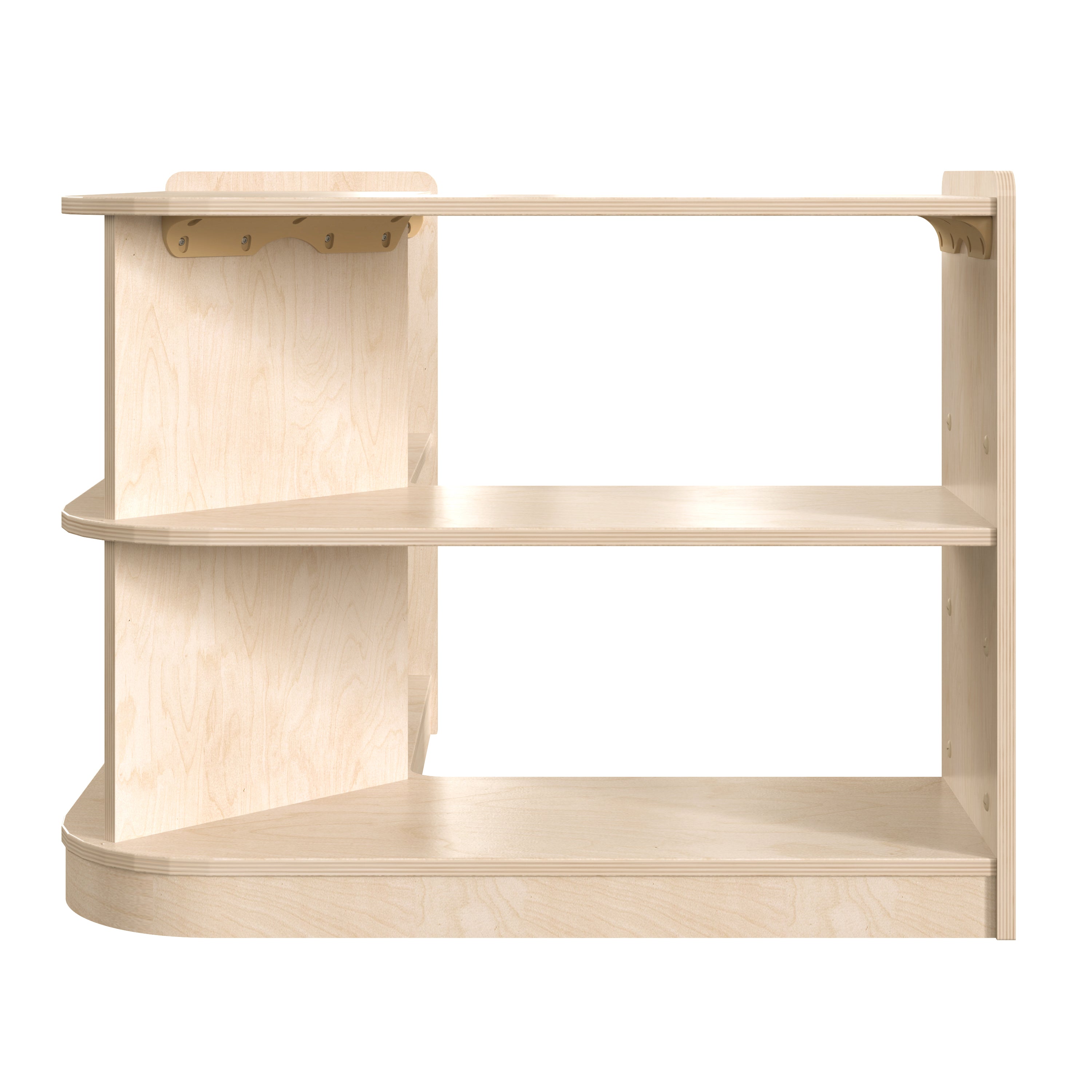Bright Beginnings Commercial Grade 2 Tier Wooden Classroom Open Corner Storage Unit, Safe, Kid Friendly Design, Natural