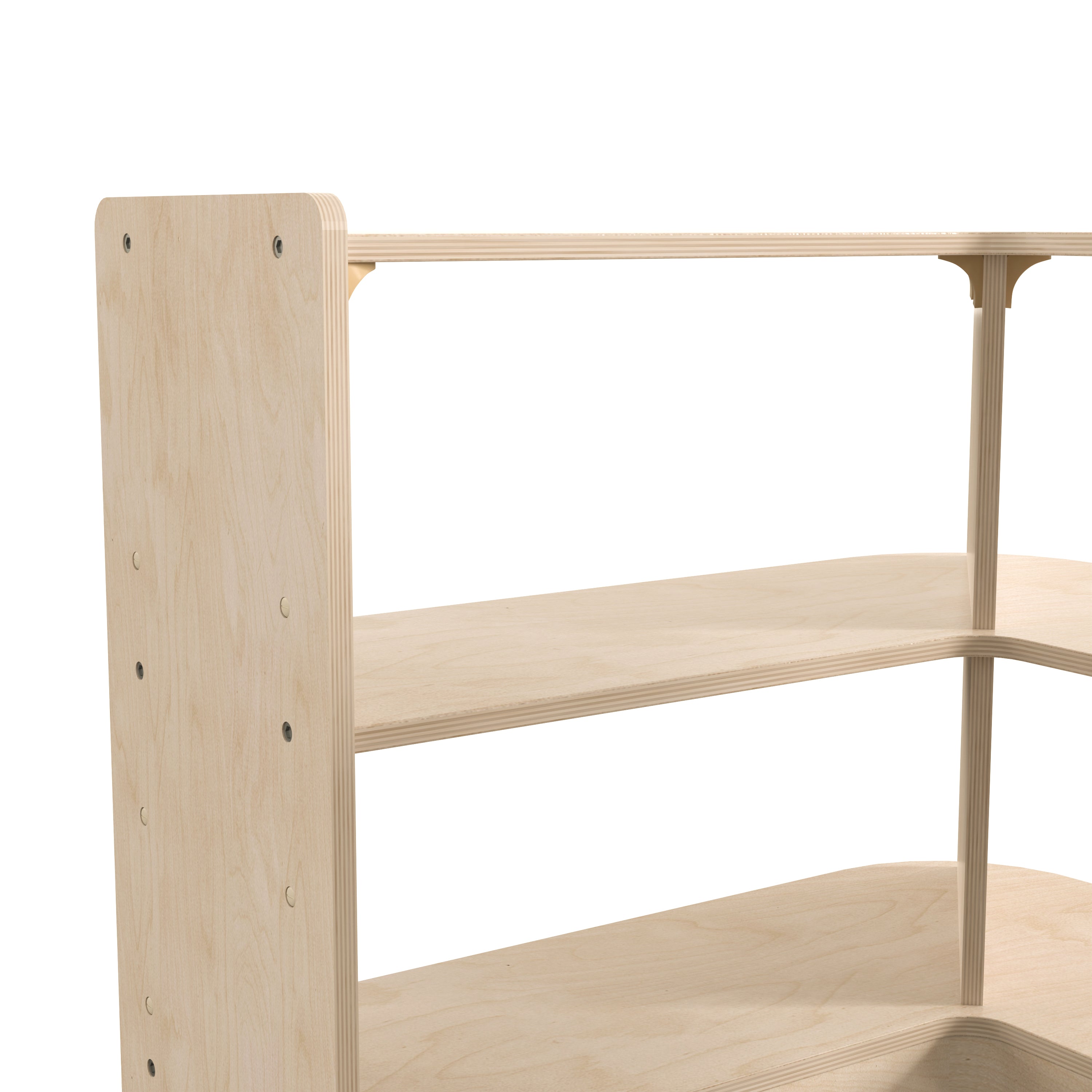 Bright Beginnings Commercial Grade 2 Tier Wooden Classroom Open Corner Storage Unit, Safe, Kid Friendly Design, Natural