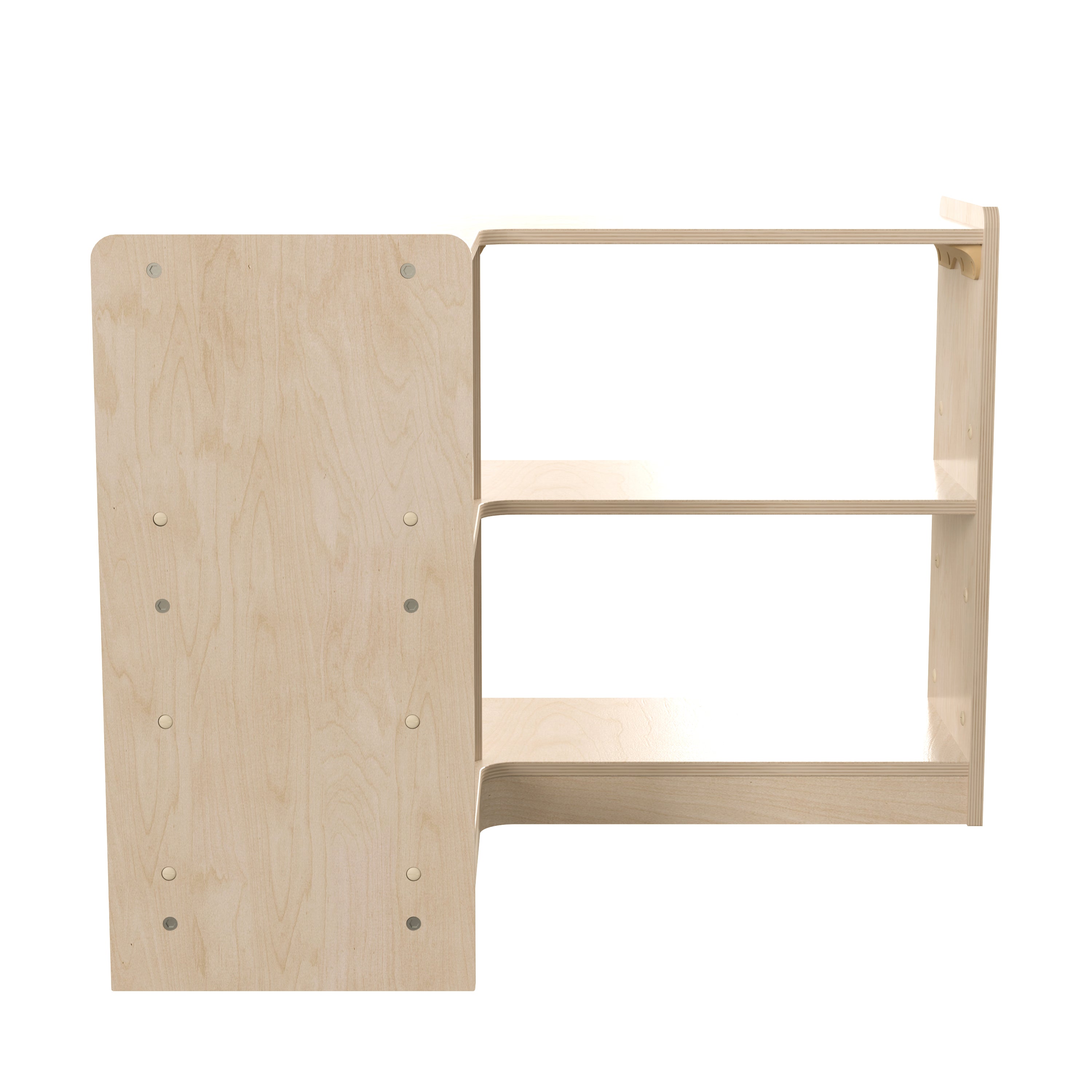 Bright Beginnings Commercial Grade 2 Tier Wooden Classroom Open Corner Storage Unit, Safe, Kid Friendly Design, Natural
