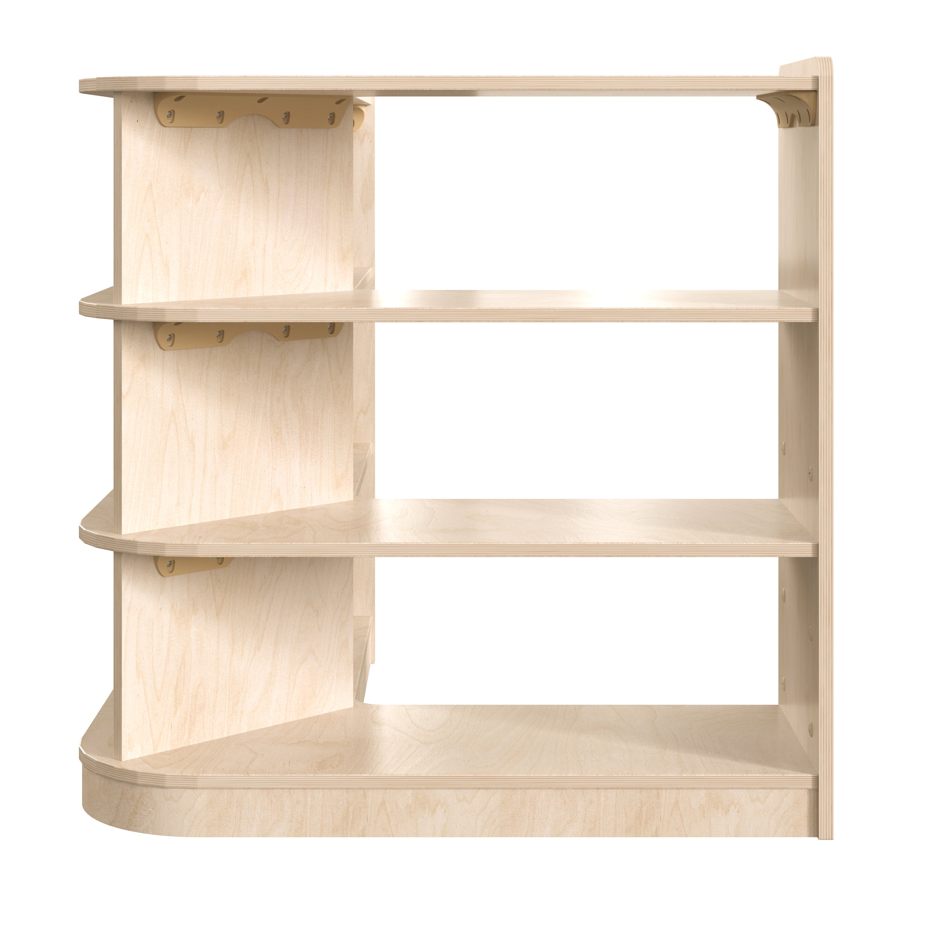 Bright Beginnings Commercial Grade 3 Tier Wooden Classroom Open Corner Storage Unit, Safe, Kid Friendly Design, Natural