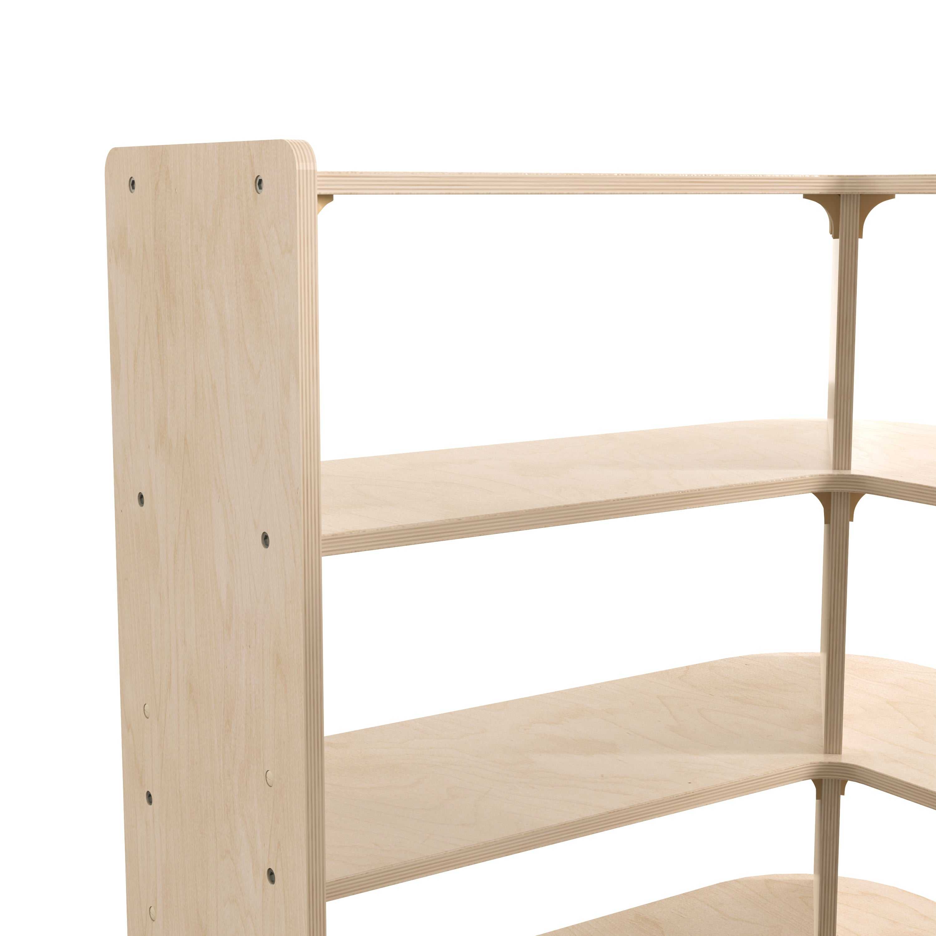 Bright Beginnings Commercial Grade 3 Tier Wooden Classroom Open Corner Storage Unit, Safe, Kid Friendly Design, Natural