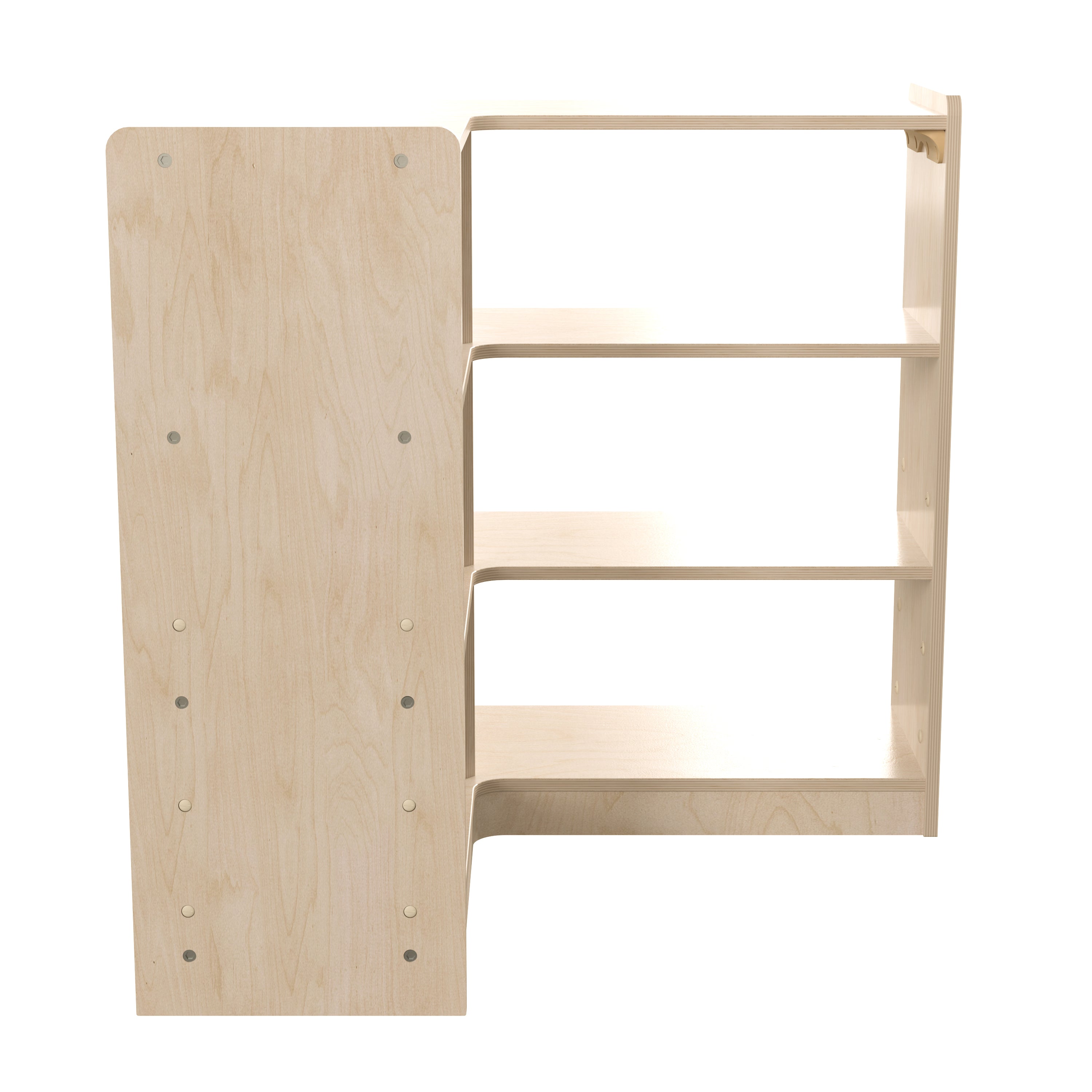 Bright Beginnings Commercial Grade 3 Tier Wooden Classroom Open Corner Storage Unit, Safe, Kid Friendly Design, Natural