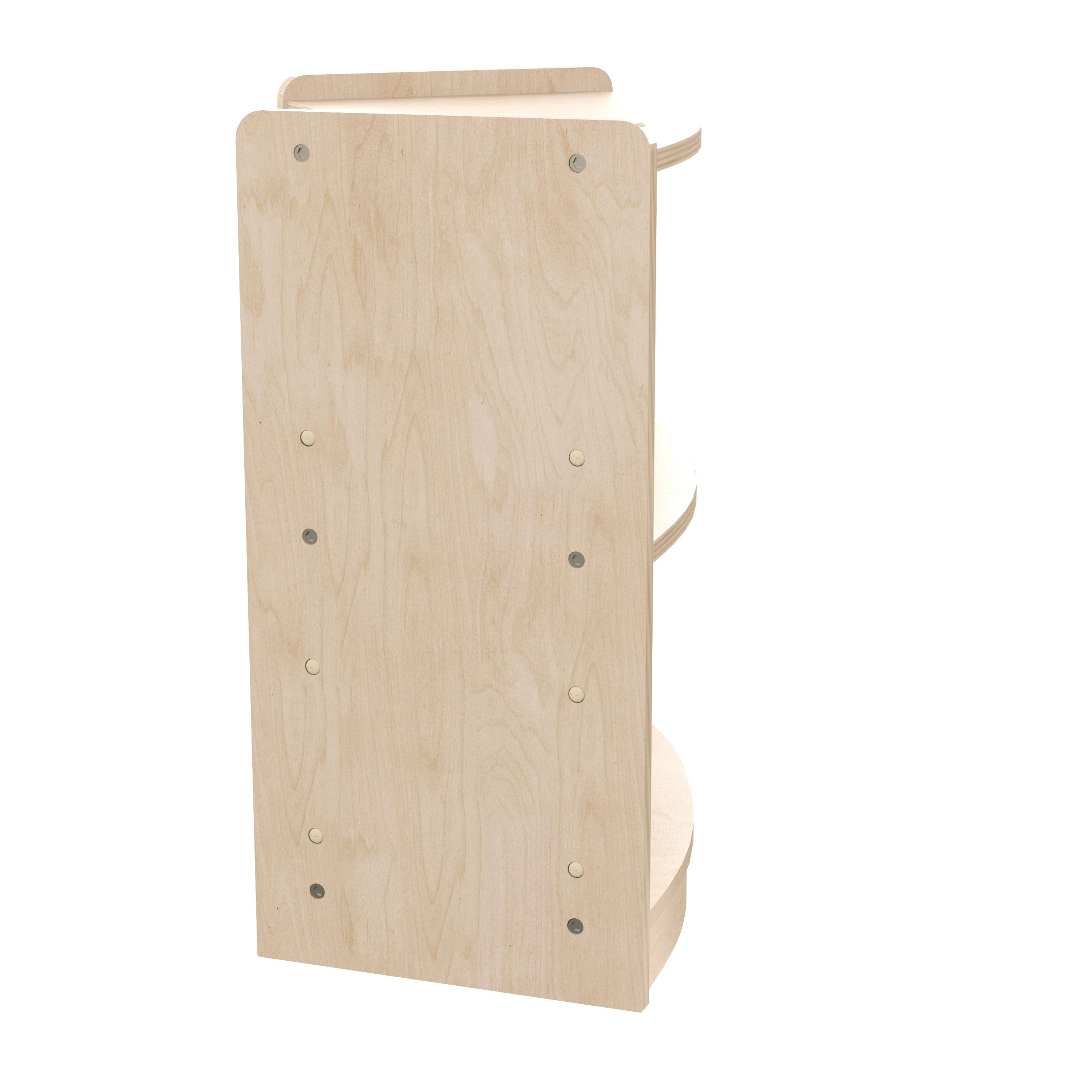 Bright Beginnings Commercial Grade Bow Front 2 Tier Wooden Classroom Open Corner Storage Unit, Safe, Kid Friendly Design, Natural