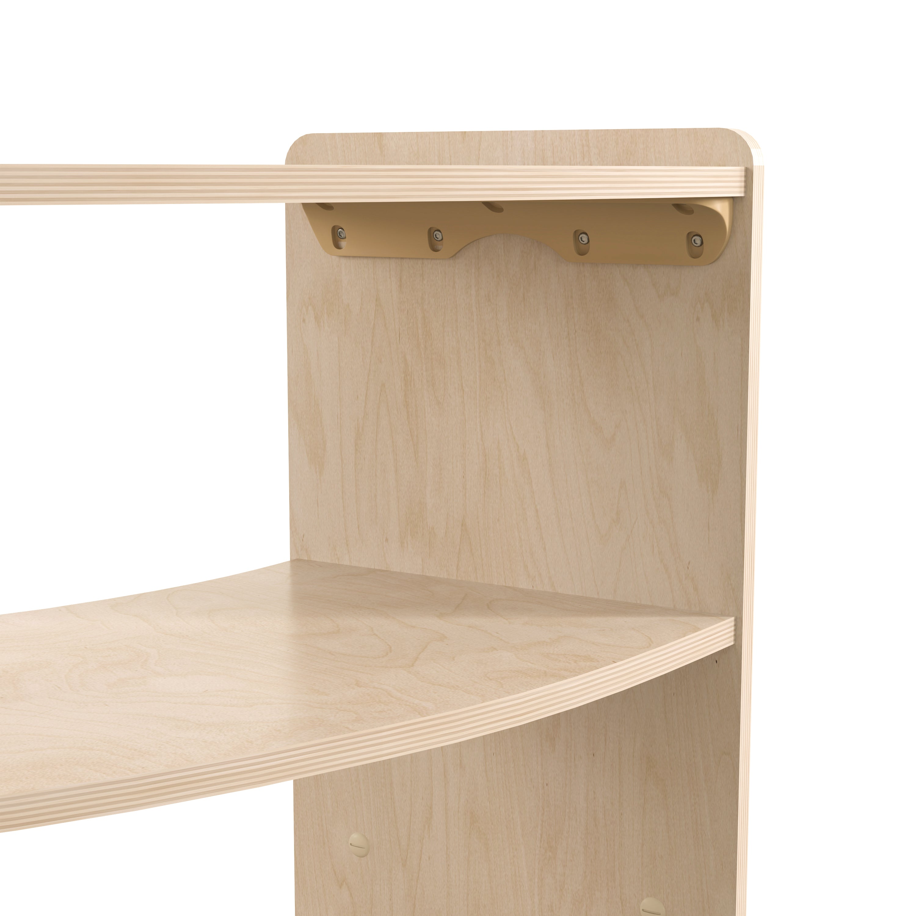 Bright Beginnings Commercial Grade Bow Front 3 Tier Wooden Classroom Open Corner Storage Unit, Safe, Kid Friendly Design, Natural